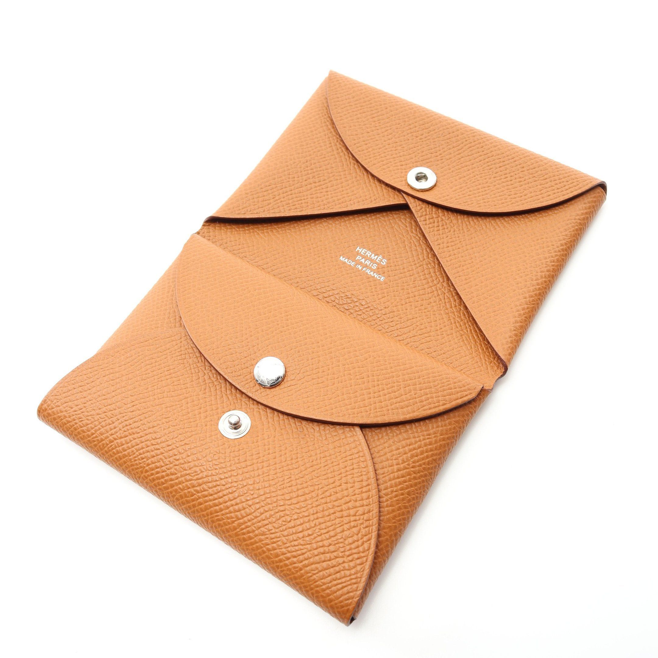 Hermes Hermes Calviduo Gold Coin Purse Veau Epsom Light Brown Silver Hardware Double Engraved Size ONE SIZE - 8 Thumbnail