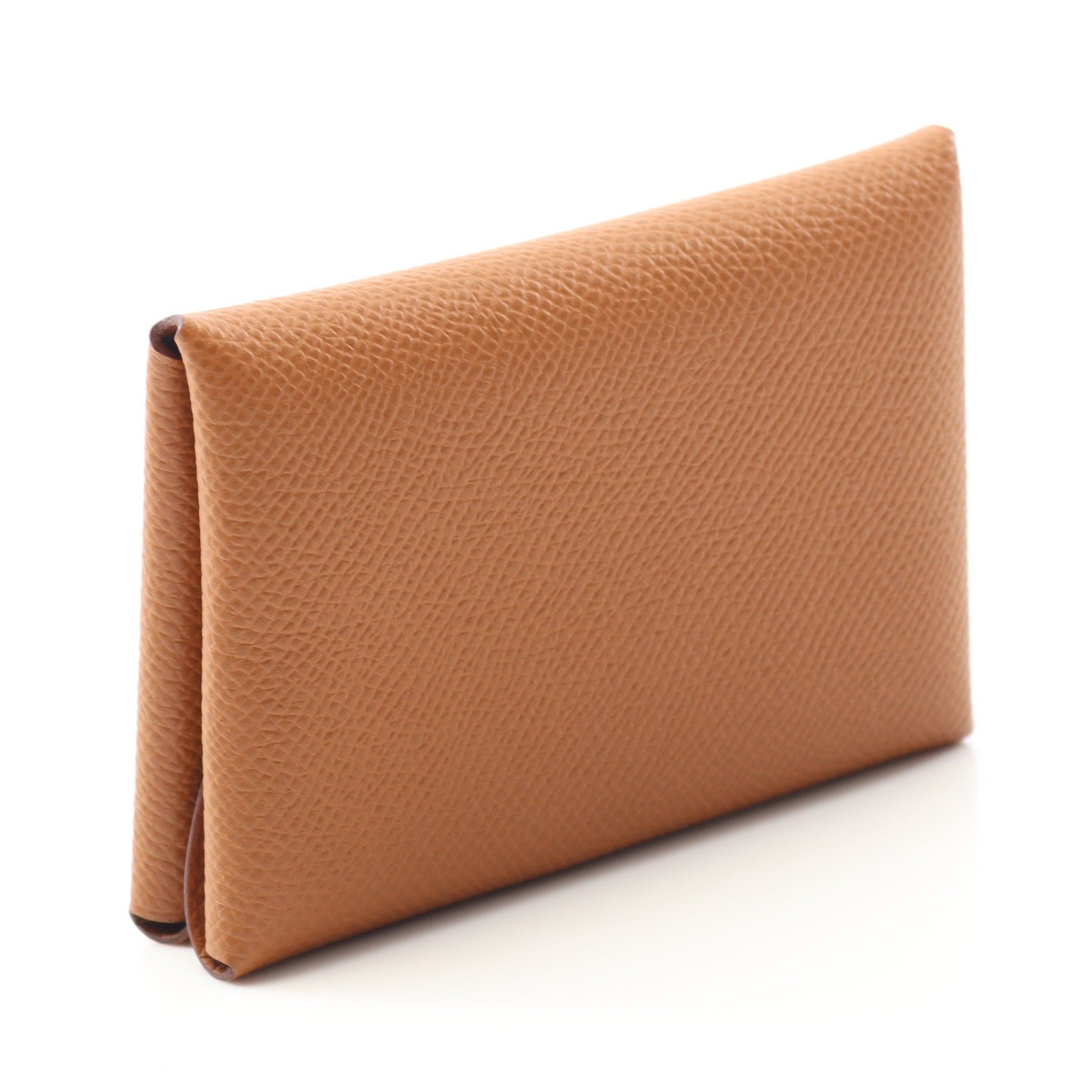 Hermes Hermes Calviduo Gold Coin Purse Veau Epsom Light Brown Silver Hardware Double Engraved Size ONE SIZE - 2 Thumbnail