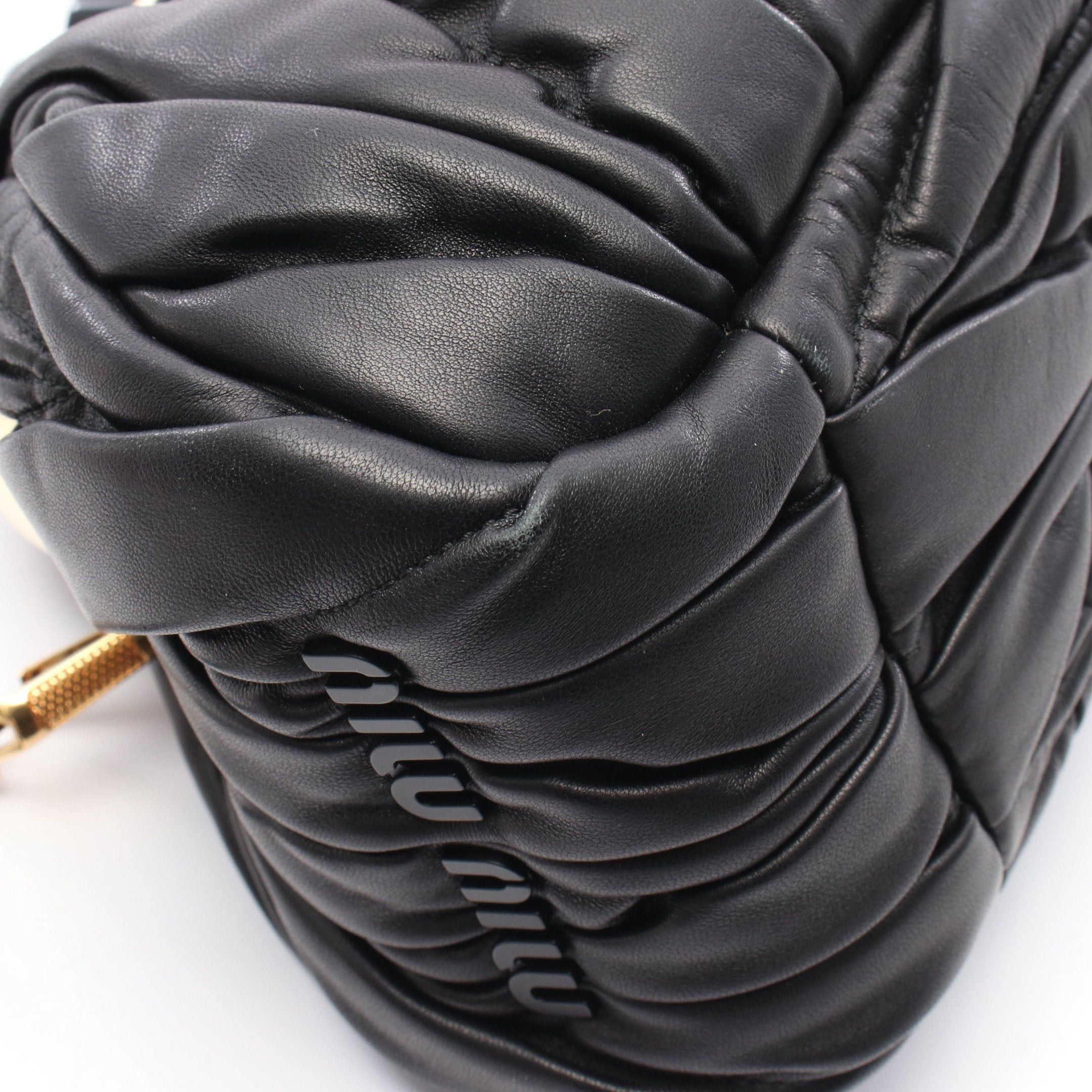 Miu Miu Miu Miu Matelasse Mew Bell Handbag Leather Black Size ONE SIZE - 5 Thumbnail