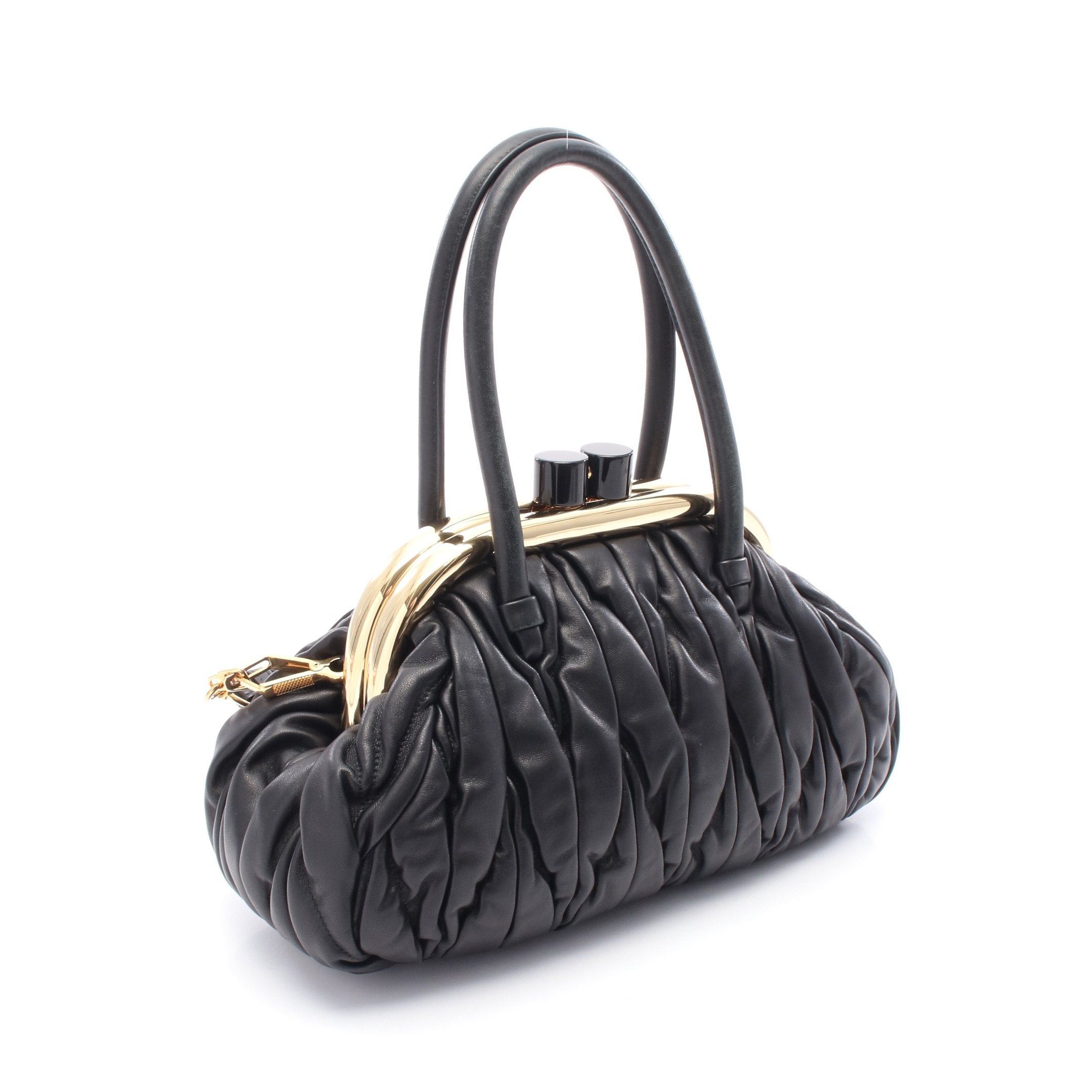 Miu Miu Miu Miu Matelasse Mew Bell Handbag Leather Black Size ONE SIZE - 2 Thumbnail