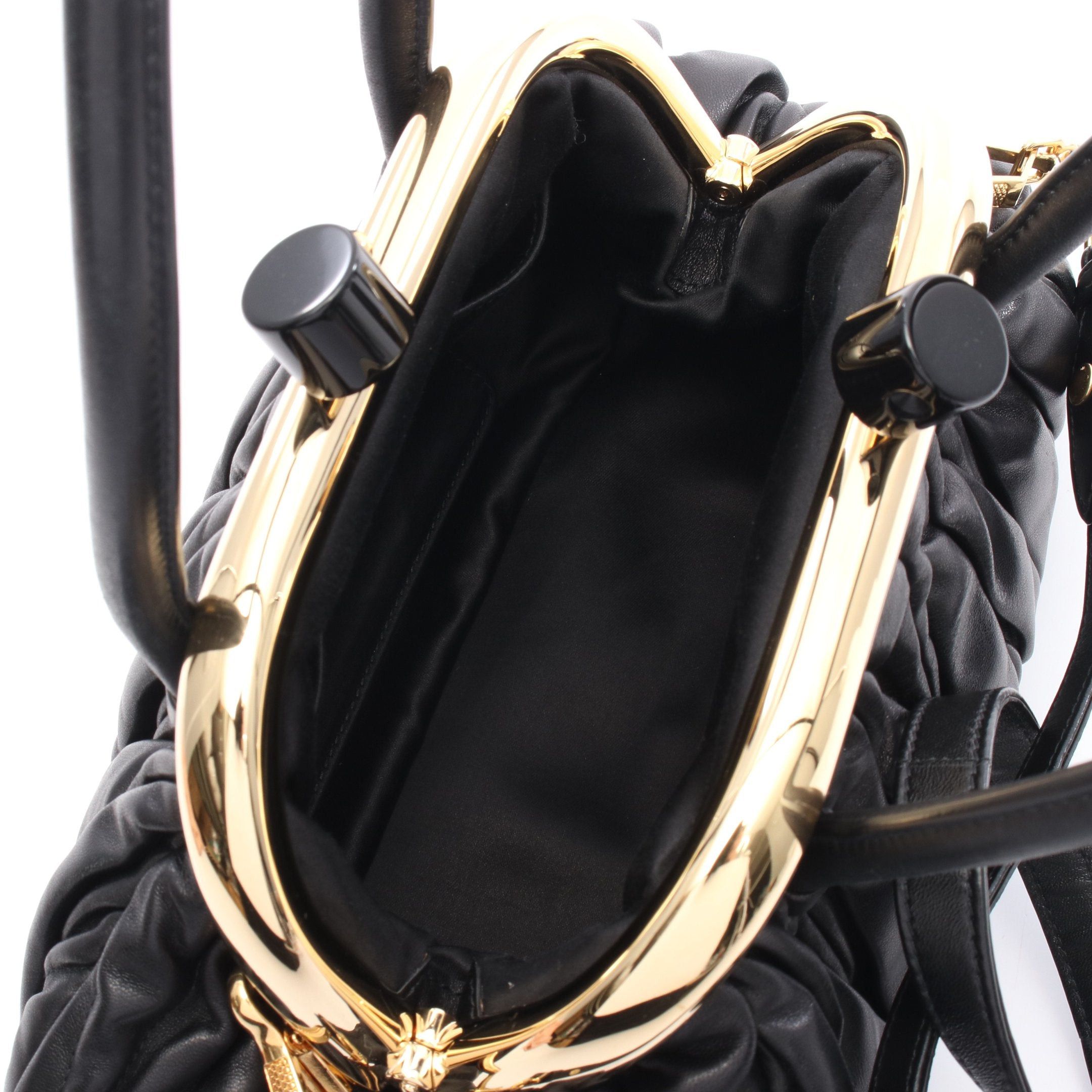 Miu Miu Miu Miu Matelasse Mew Bell Handbag Leather Black Size ONE SIZE - 3 Thumbnail