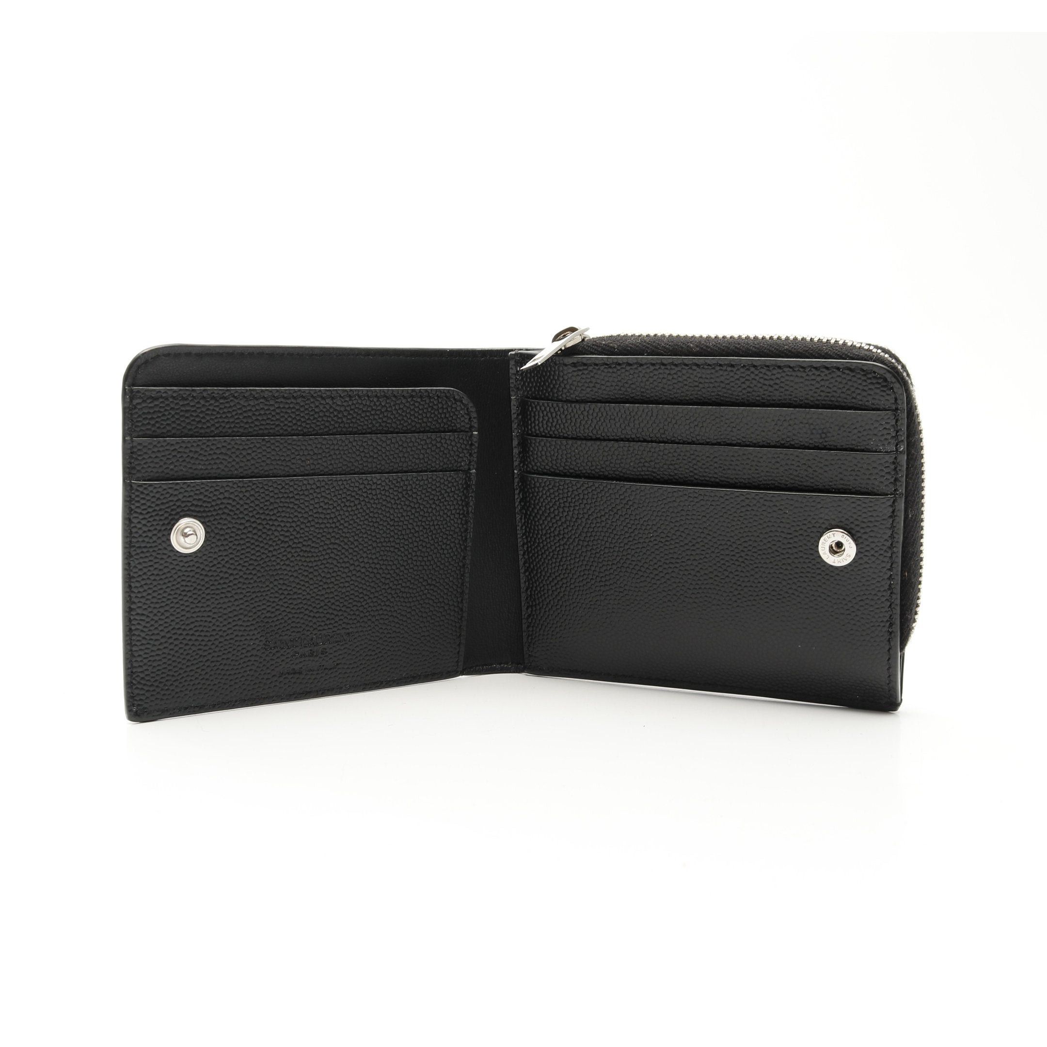 Yves Saint Laurent Yves Saint Laurent East-West Zip Wallet Bi-Fold Leather Black Size ONE SIZE - 3 Thumbnail