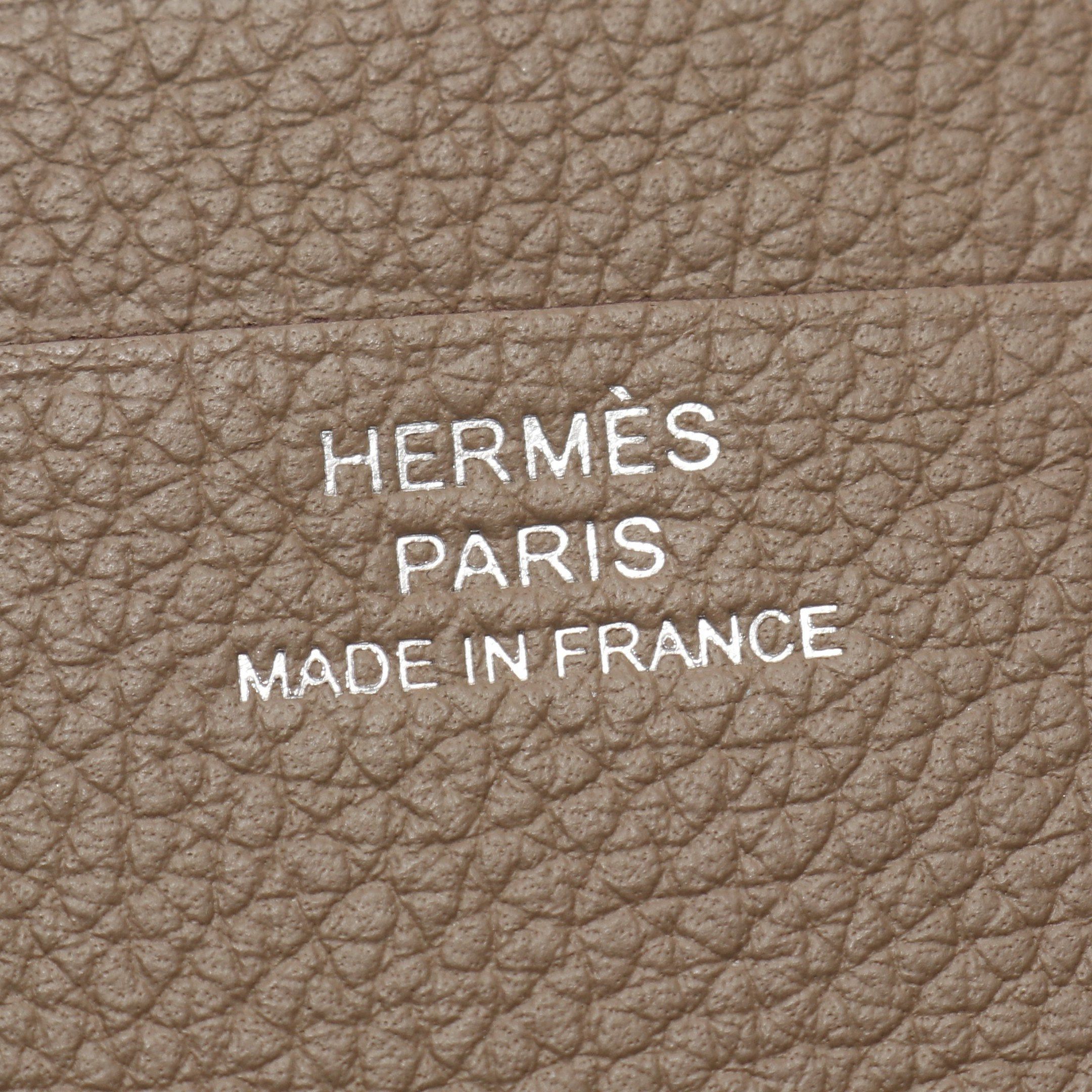 Hermes Hermes Citizen Twill Silk In Etoupe Card Case Evercolor Gray Brown Double Engraved Size ONE SIZE - 4 Thumbnail