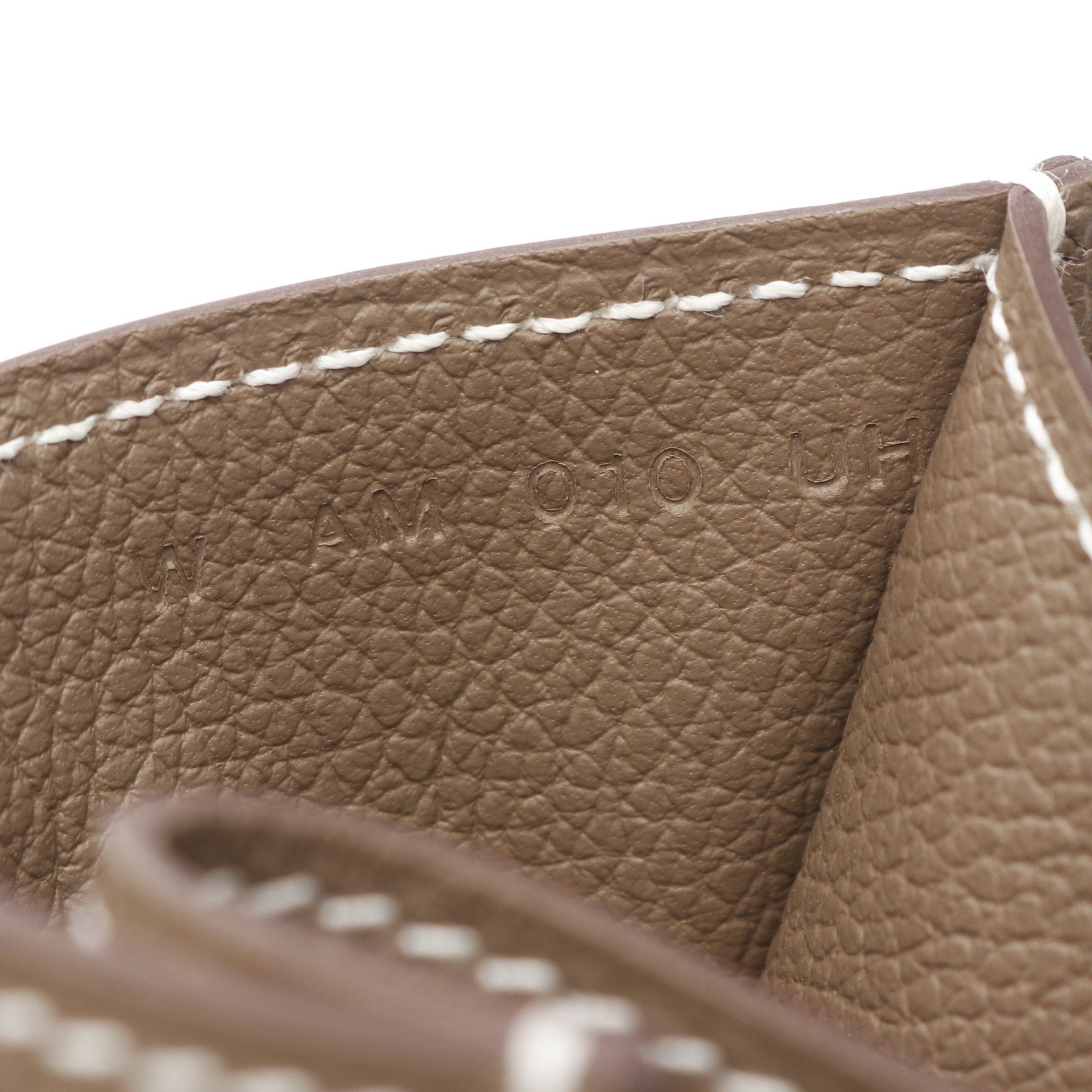 Hermes Hermes Citizen Twill Silk In Etoupe Card Case Evercolor Gray Brown Double Engraved Size ONE SIZE - 5 Thumbnail