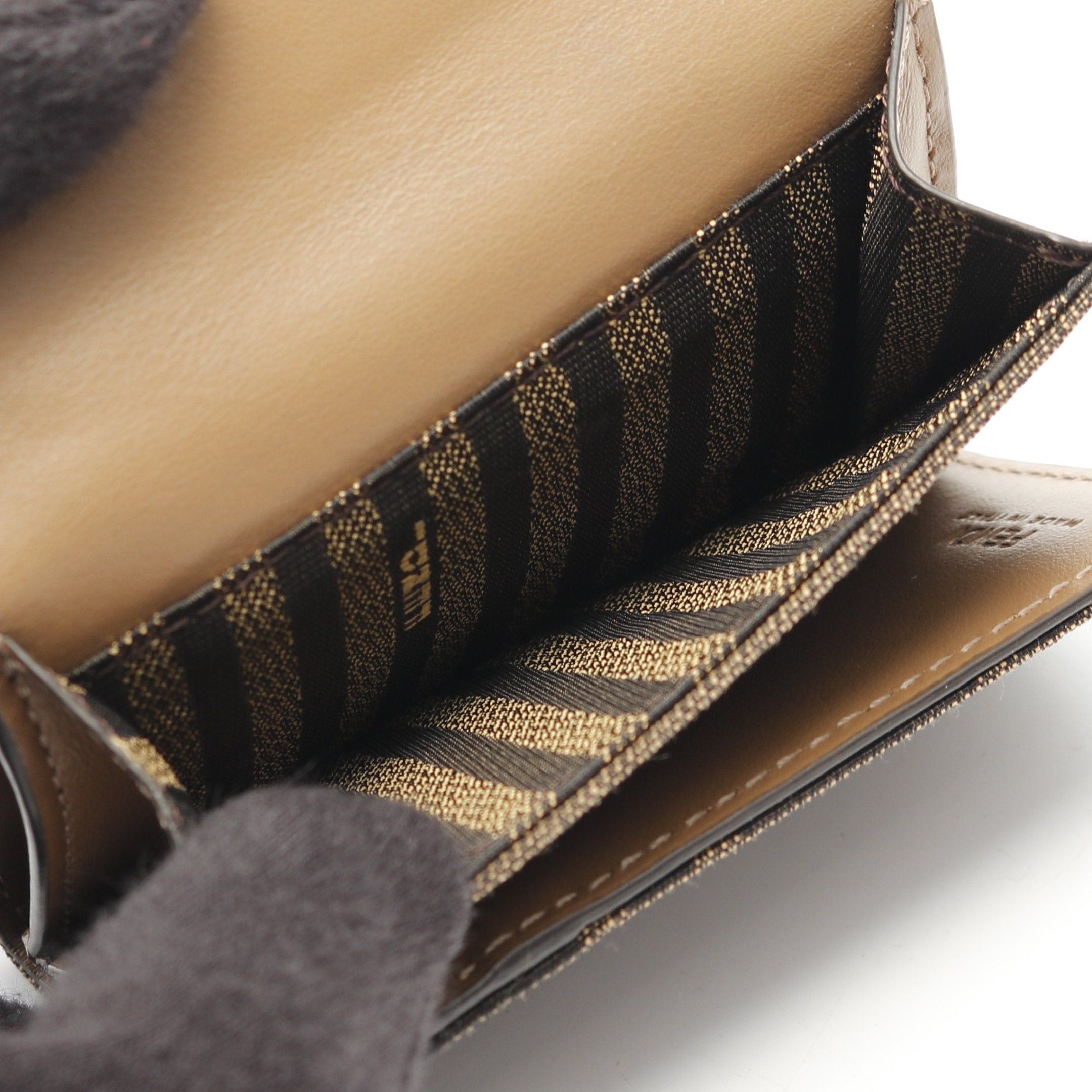 Fendi Fendi Bucket Zucca Trifold Wallet Compact Canvas Leather Brown Size ONE SIZE - 5 Thumbnail