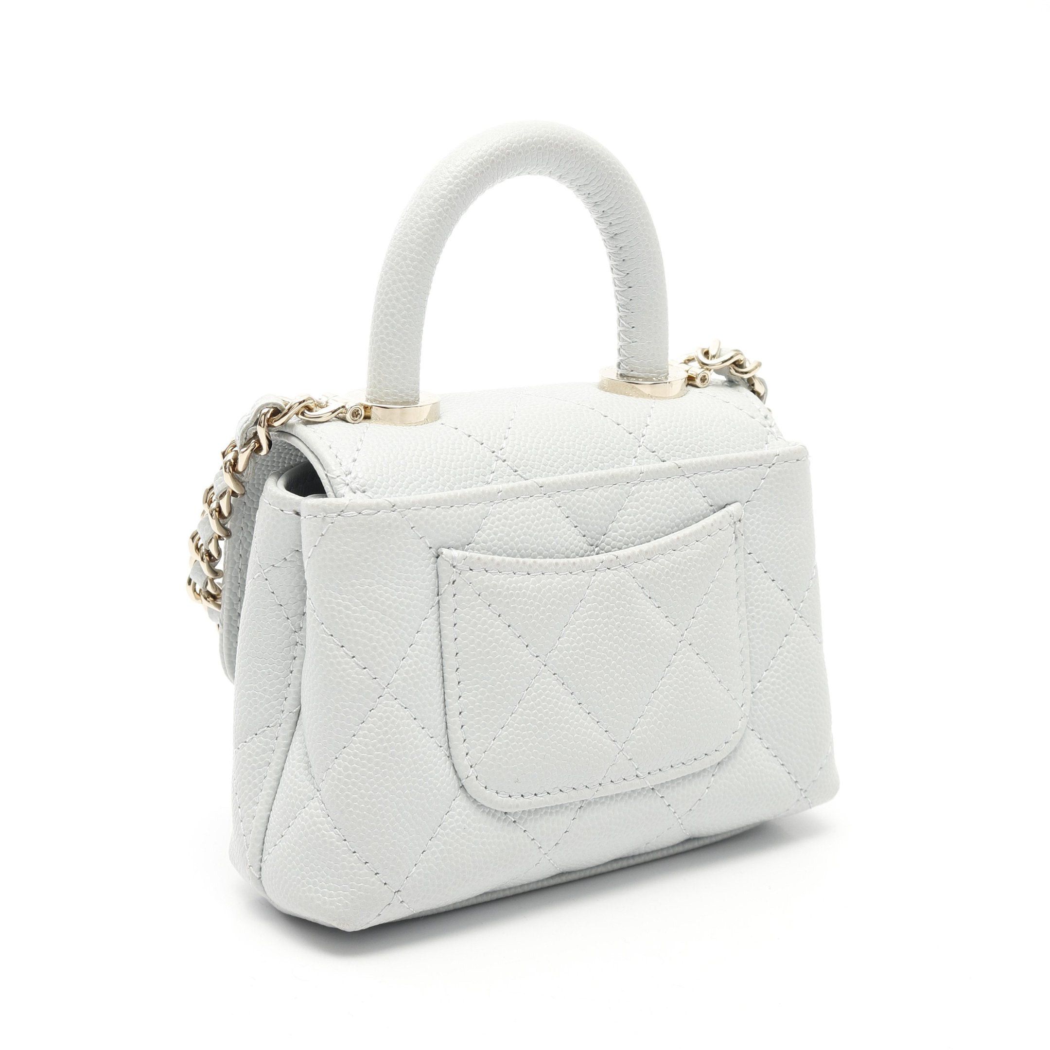 Chanel Chanel Coco Handle Mini Matelasse Chain Shoulder Bag Caviar Skin Light Blue Gold Hardware Size ONE SIZE - 2 Thumbnail
