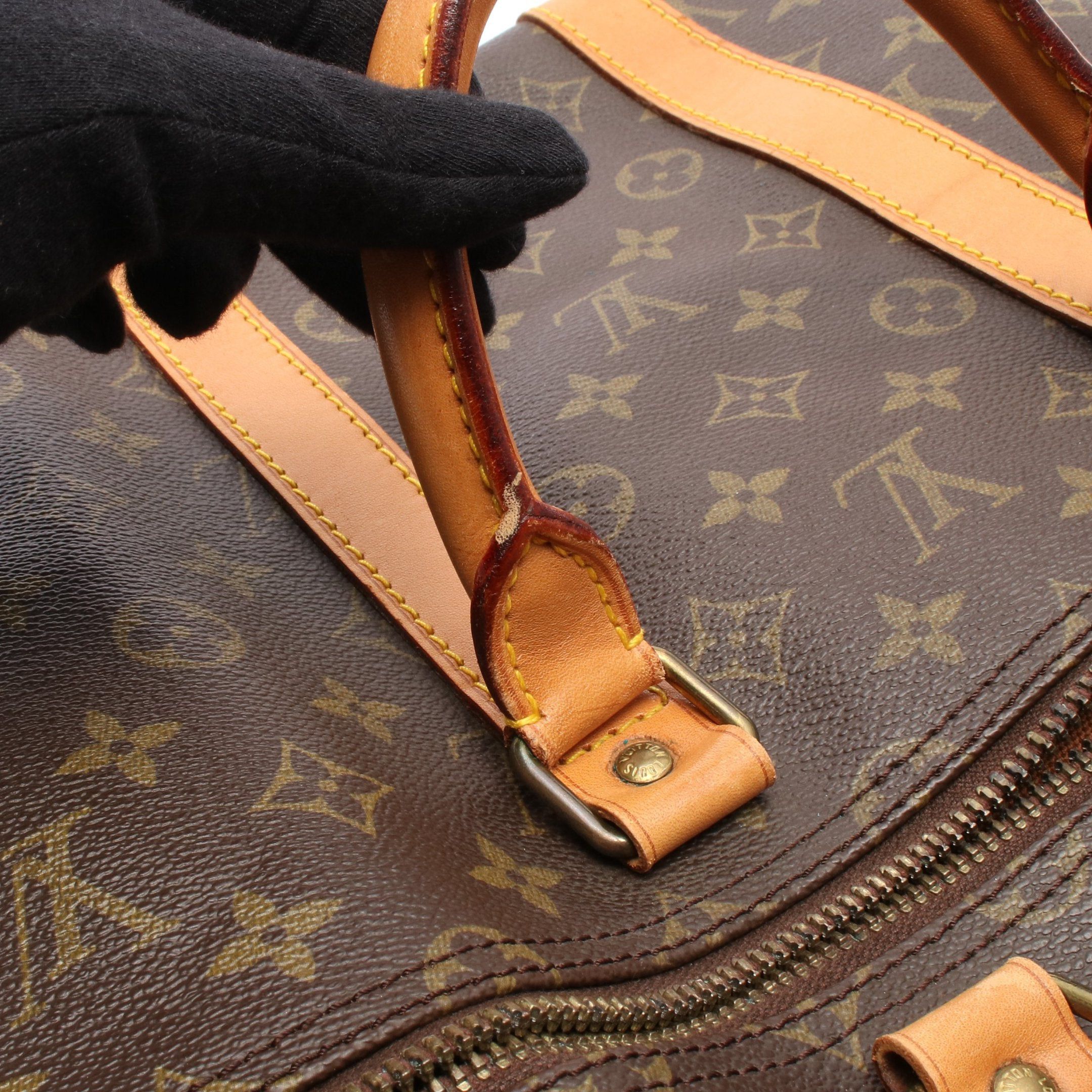 Louis Vuitton Louis Vuitton Keepall 55 Monogram Boston Bag Leather Brown Size ONE SIZE - 7 Thumbnail