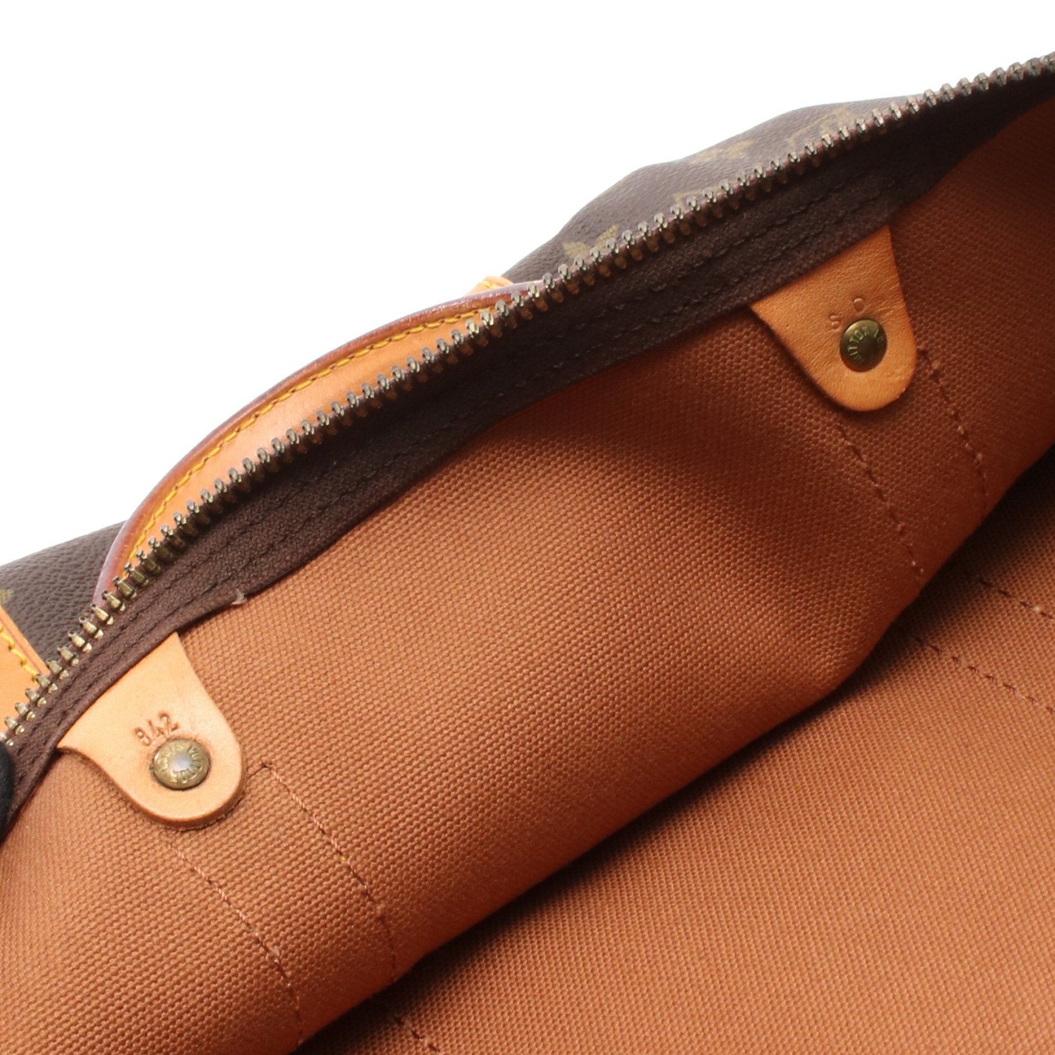 Louis Vuitton Louis Vuitton Keepall 55 Monogram Boston Bag Leather Brown Size ONE SIZE - 5 Thumbnail