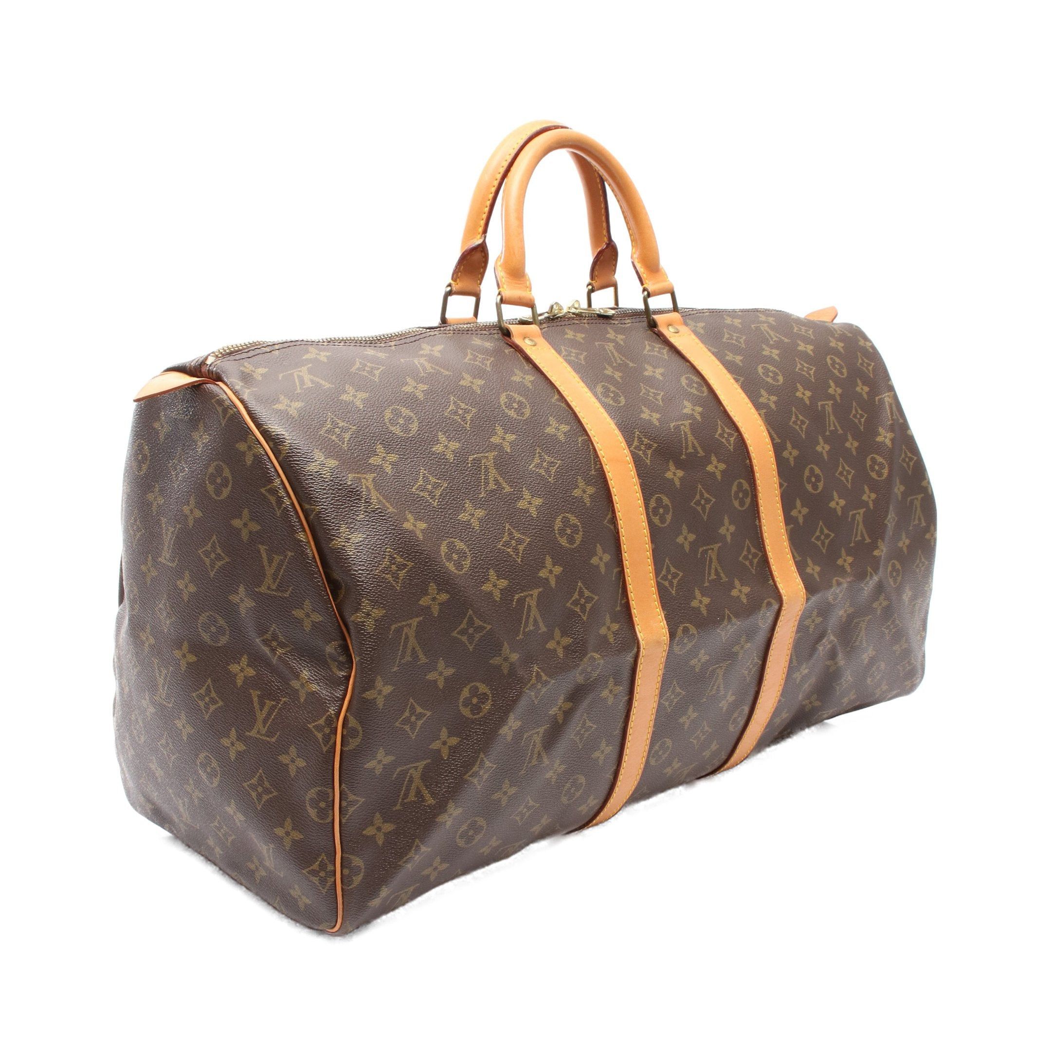 Louis Vuitton Louis Vuitton Keepall 55 Monogram Boston Bag Leather Brown Size ONE SIZE - 2 Thumbnail