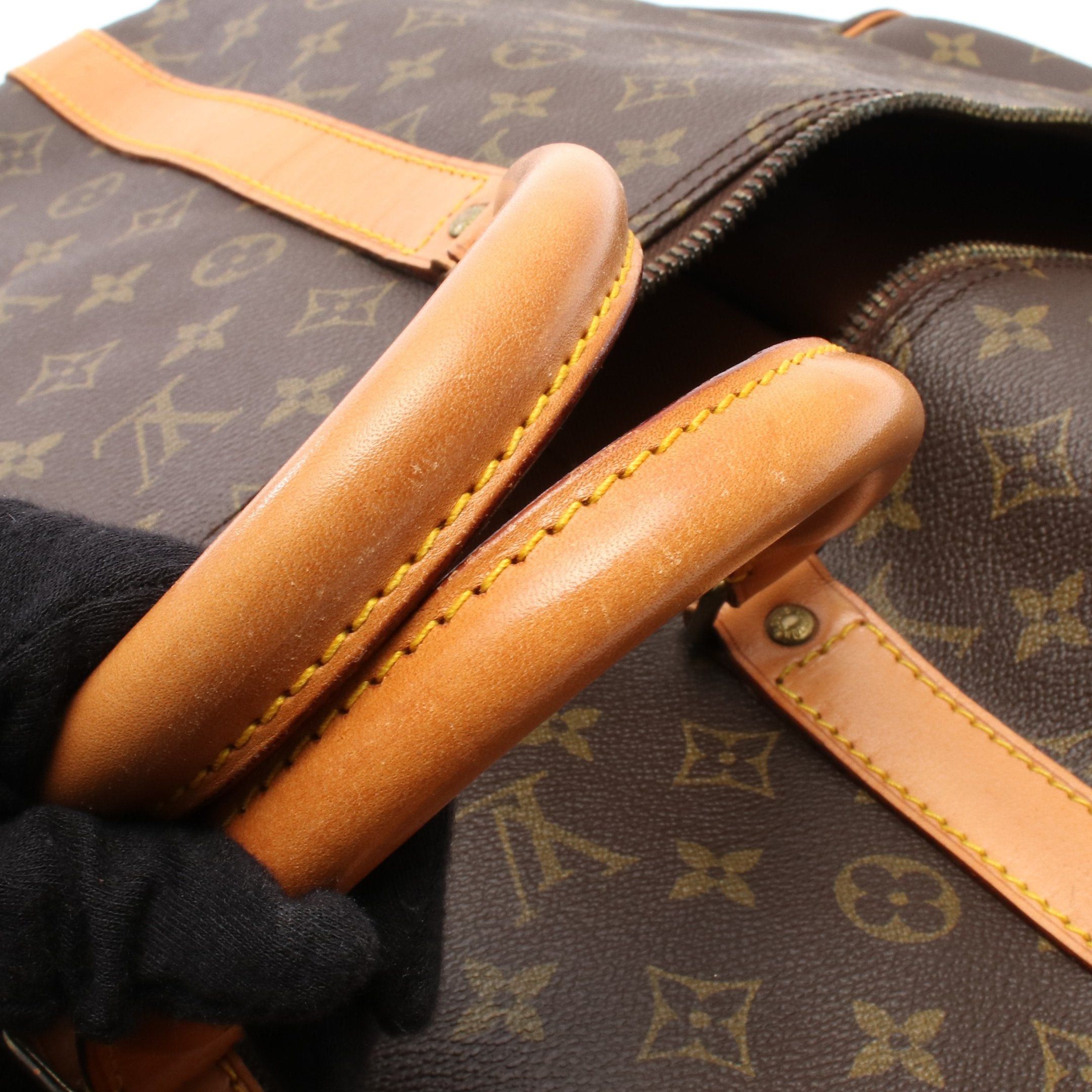 Louis Vuitton Louis Vuitton Keepall 55 Monogram Boston Bag Leather Brown Size ONE SIZE - 8 Thumbnail