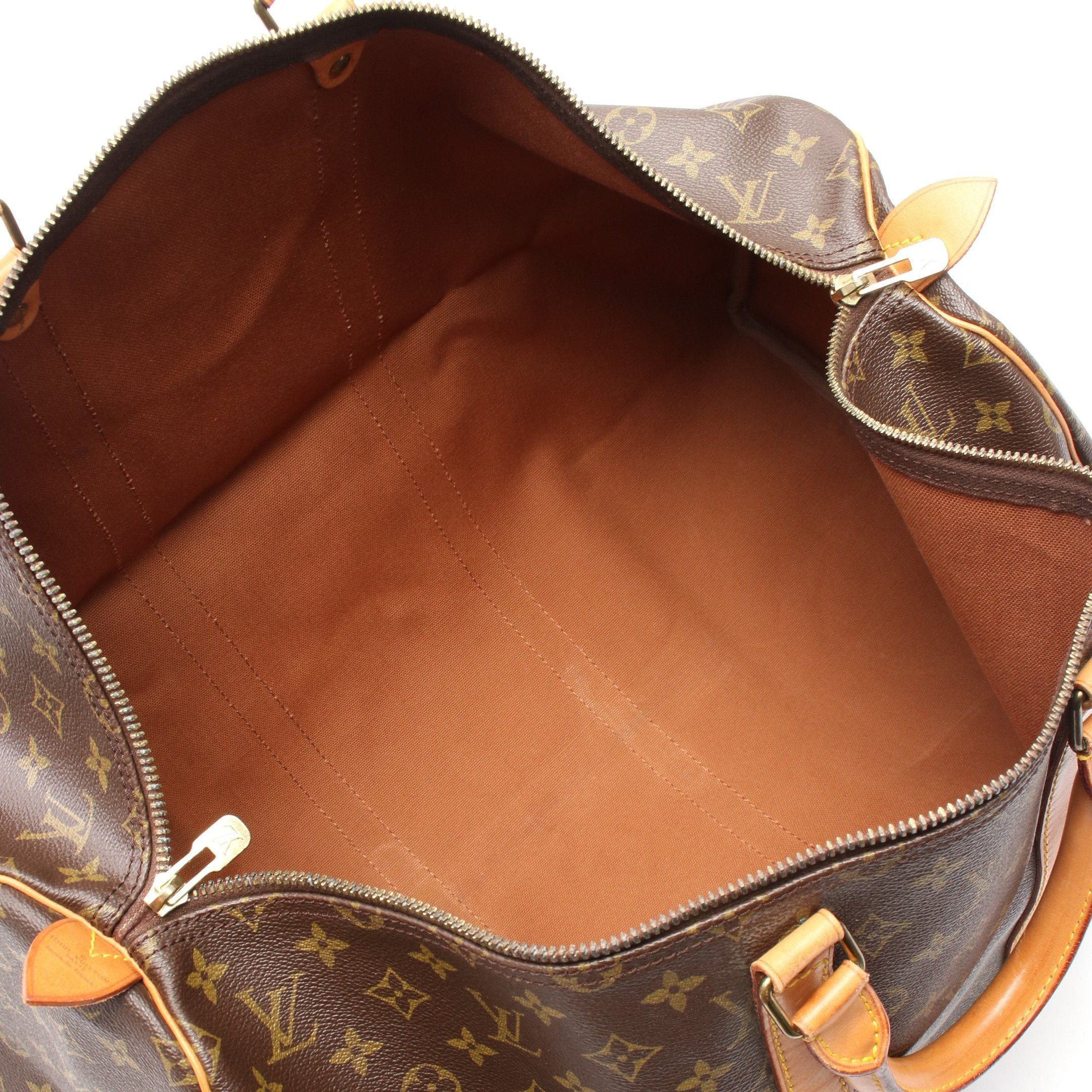 Louis Vuitton Louis Vuitton Keepall 55 Monogram Boston Bag Leather Brown Size ONE SIZE - 3 Thumbnail