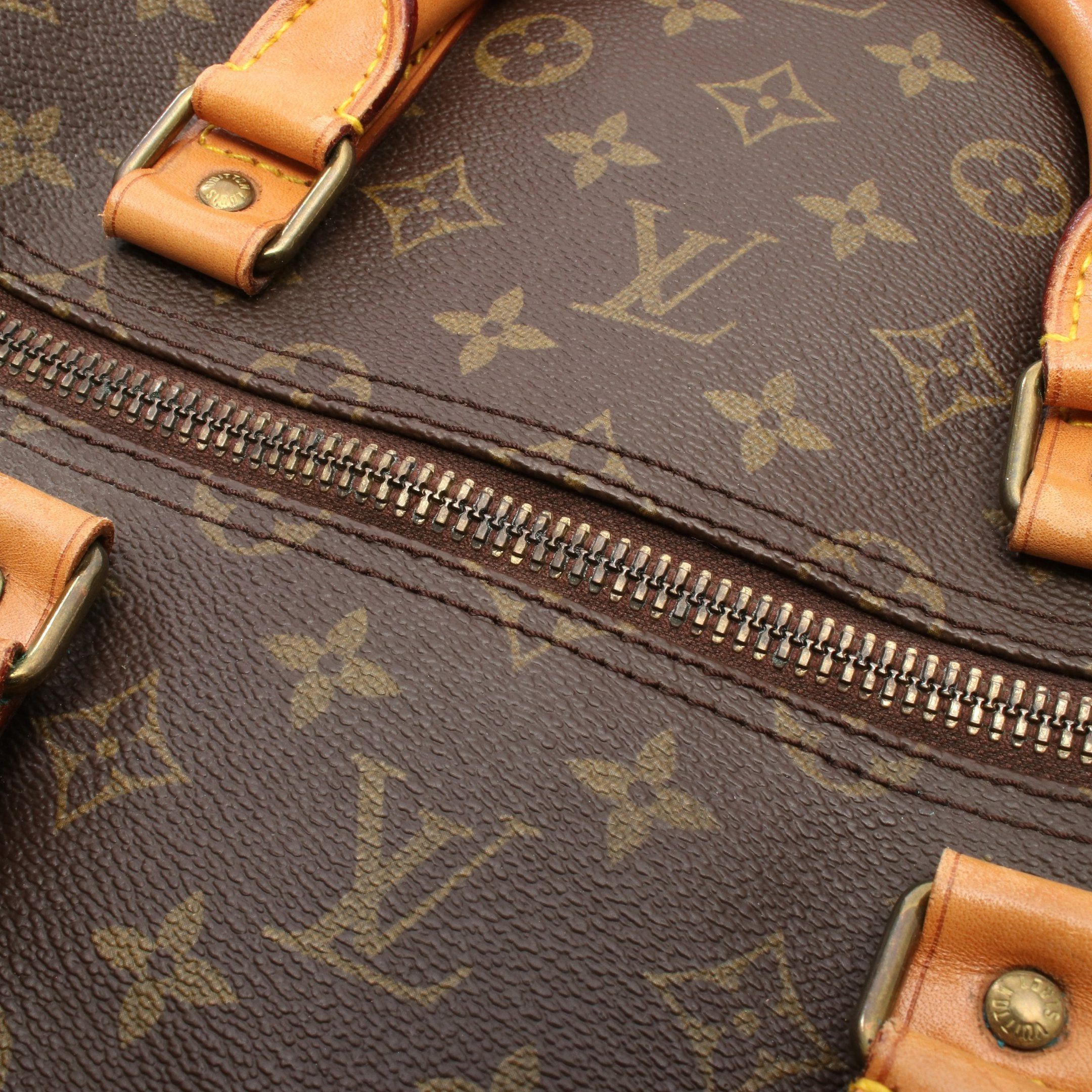Louis Vuitton Louis Vuitton Keepall 55 Monogram Boston Bag Leather Brown Size ONE SIZE - 6 Thumbnail