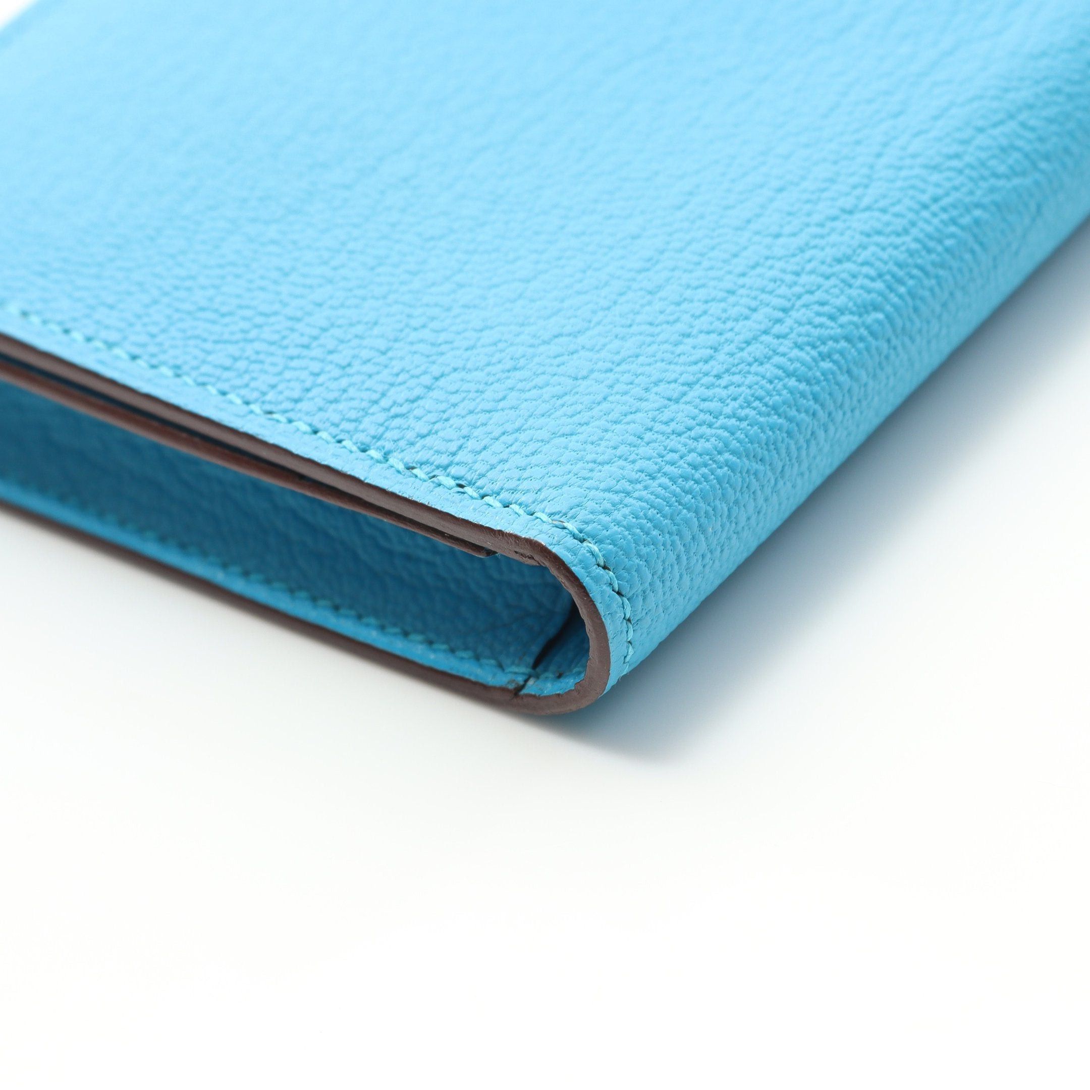 Hermes Hermes Bear Souffle Blue Zanzibar Bi-Fold Long Wallet Chevre Silver Hardware T Stamp Size ONE SIZE - 9 Thumbnail