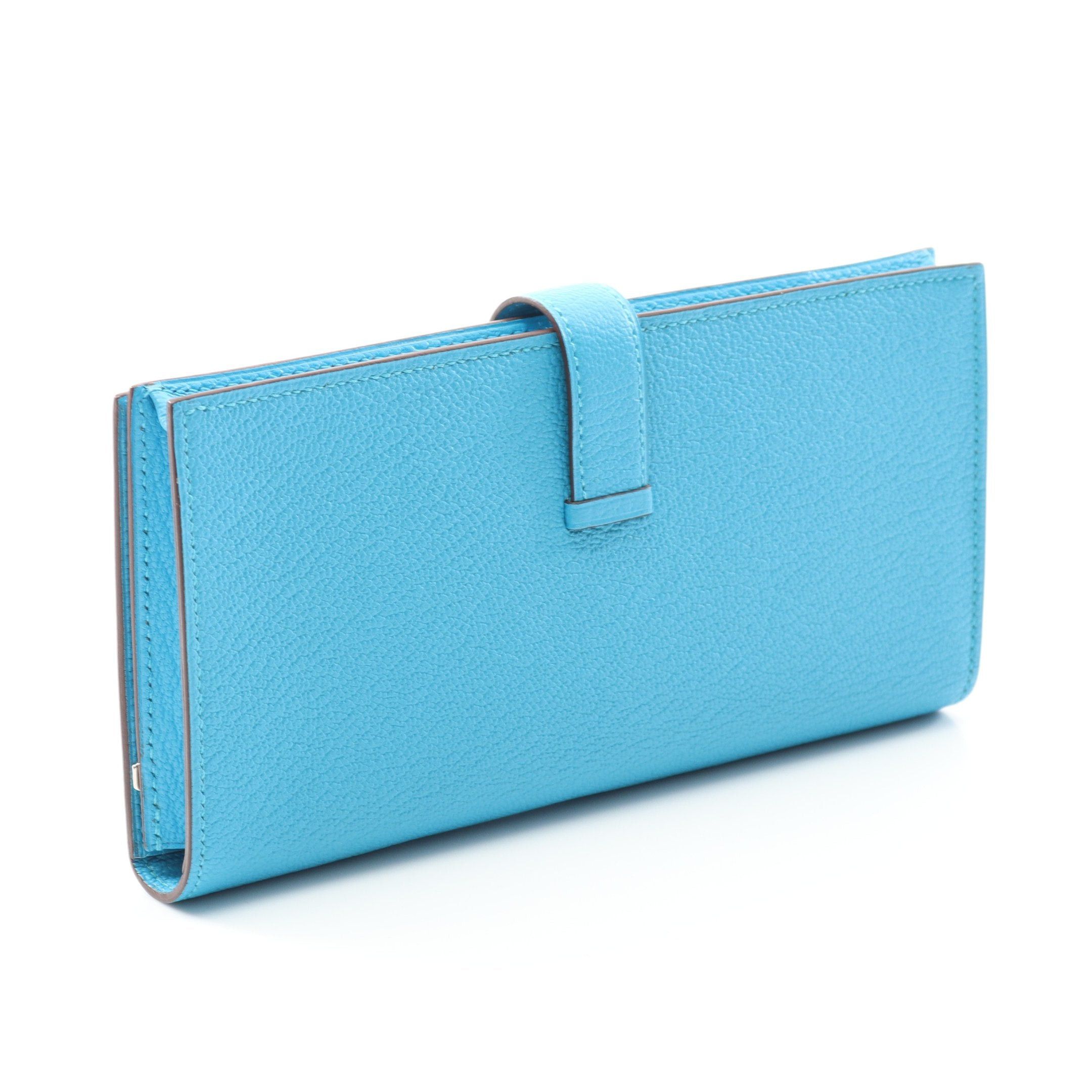 Hermes Hermes Bear Souffle Blue Zanzibar Bi-Fold Long Wallet Chevre Silver Hardware T Stamp Size ONE SIZE - 2 Thumbnail