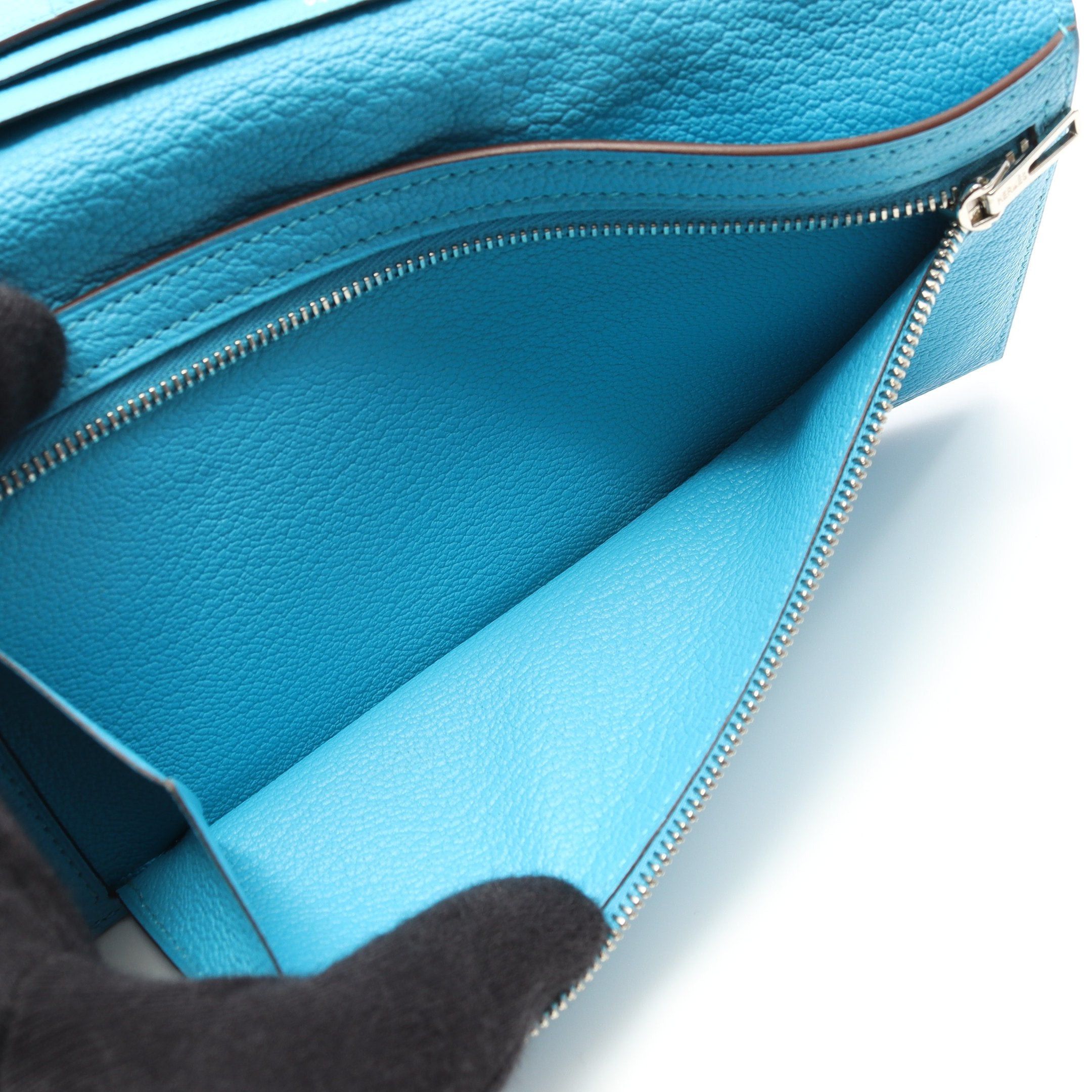 Hermes Hermes Bear Souffle Blue Zanzibar Bi-Fold Long Wallet Chevre Silver Hardware T Stamp Size ONE SIZE - 6 Thumbnail