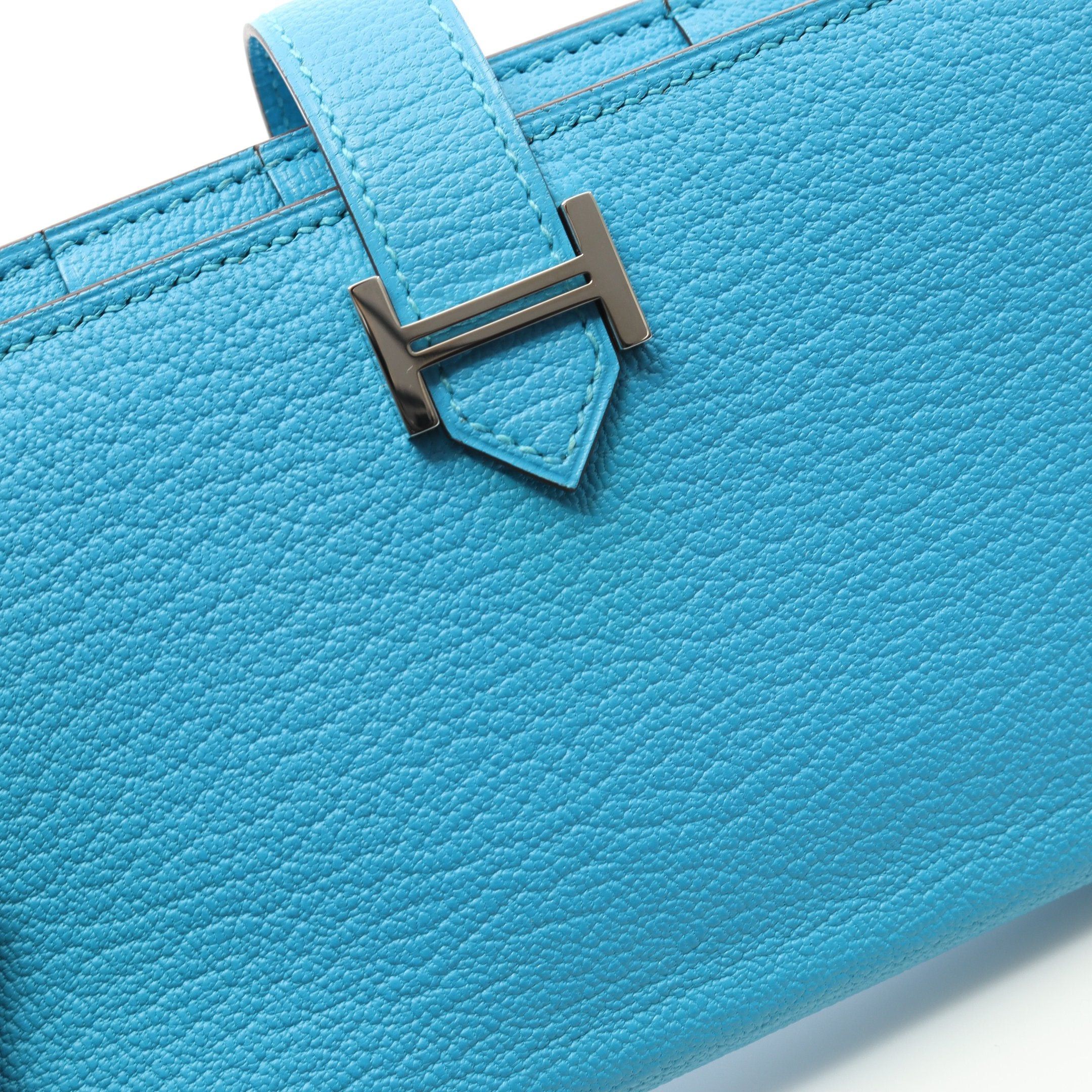 Hermes Hermes Bear Souffle Blue Zanzibar Bi-Fold Long Wallet Chevre Silver Hardware T Stamp Size ONE SIZE - 7 Thumbnail