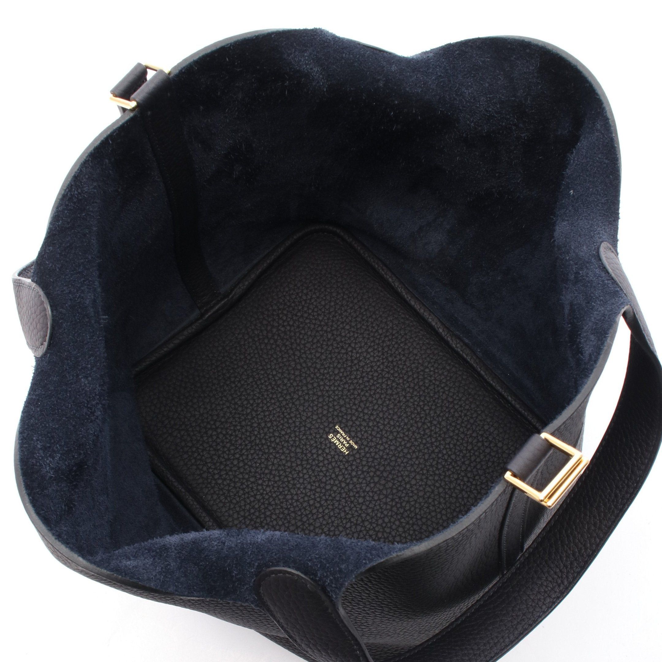 Hermes Hermes Picotane Lock Mm Bleu Nui Handbag Clemence Leather Dark Navy Gold Hardware B Stamp Size ONE SIZE - 3 Thumbnail