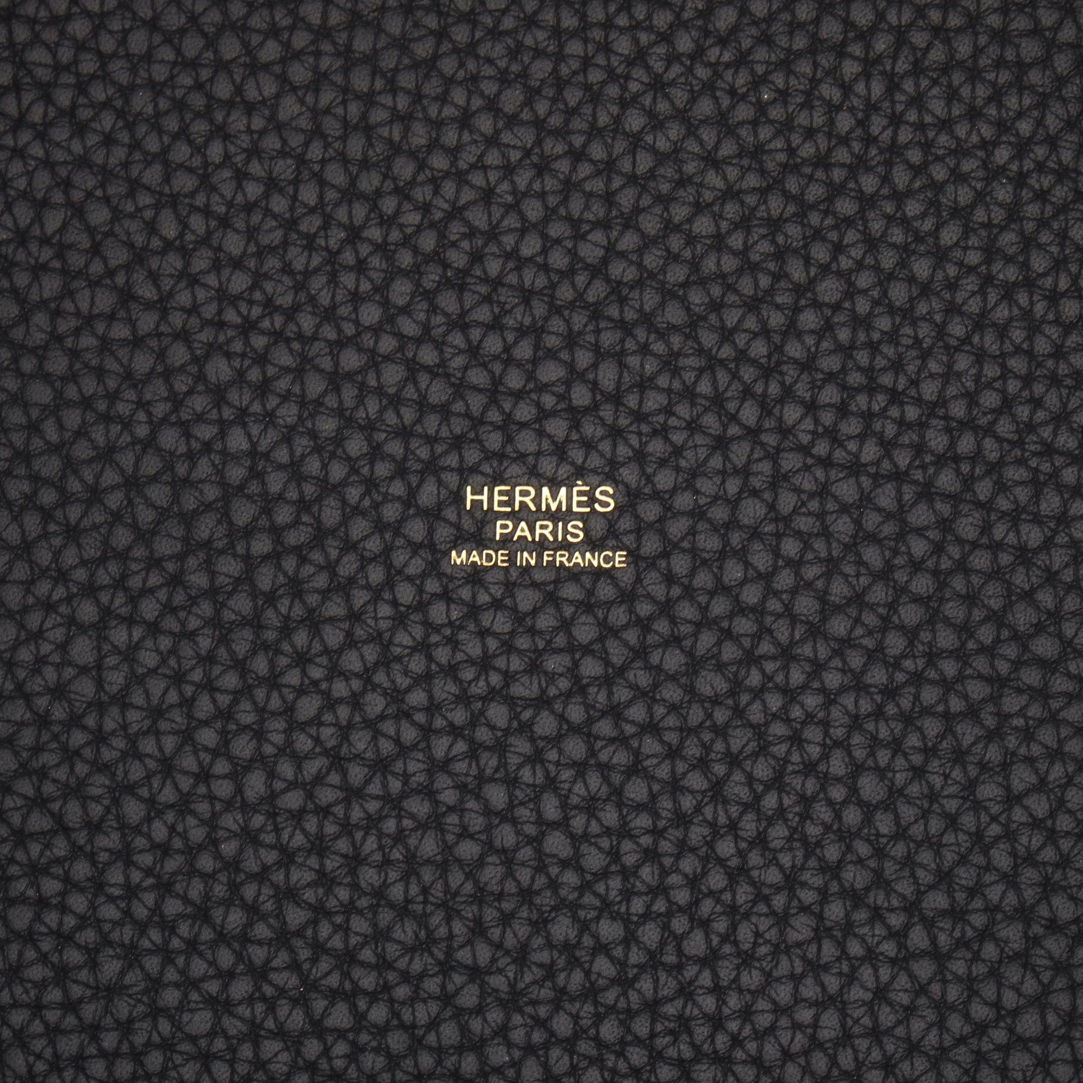 Hermes Hermes Picotane Lock Mm Bleu Nui Handbag Clemence Leather Dark Navy Gold Hardware B Stamp Size ONE SIZE - 4 Thumbnail