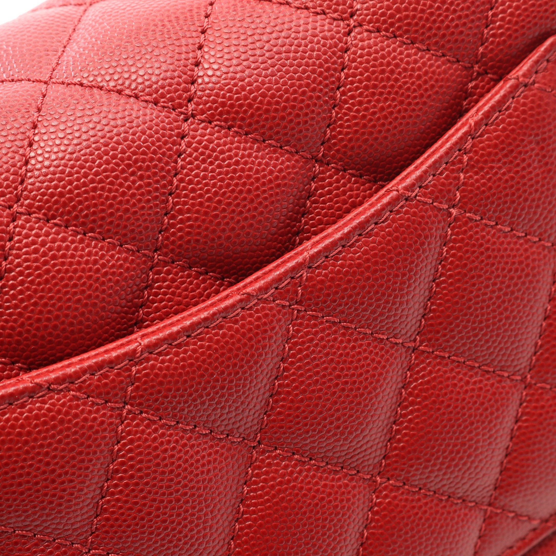 Chanel Chanel Coco Handle Flap Matelasse Handbag Caviar Skin Red Gold Hardware Size ONE SIZE - 8 Thumbnail
