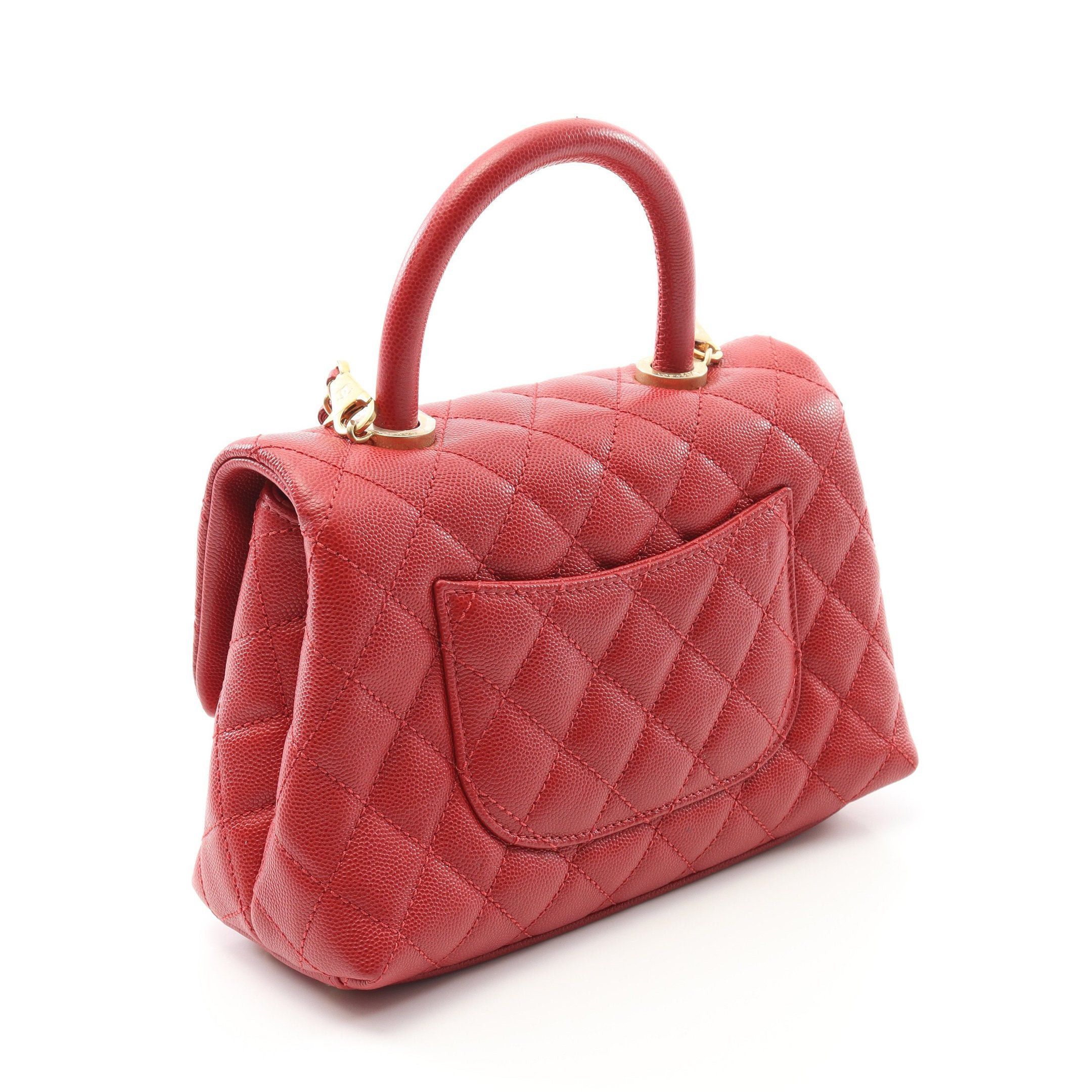 Chanel Chanel Coco Handle Flap Matelasse Handbag Caviar Skin Red Gold Hardware Size ONE SIZE - 2 Thumbnail