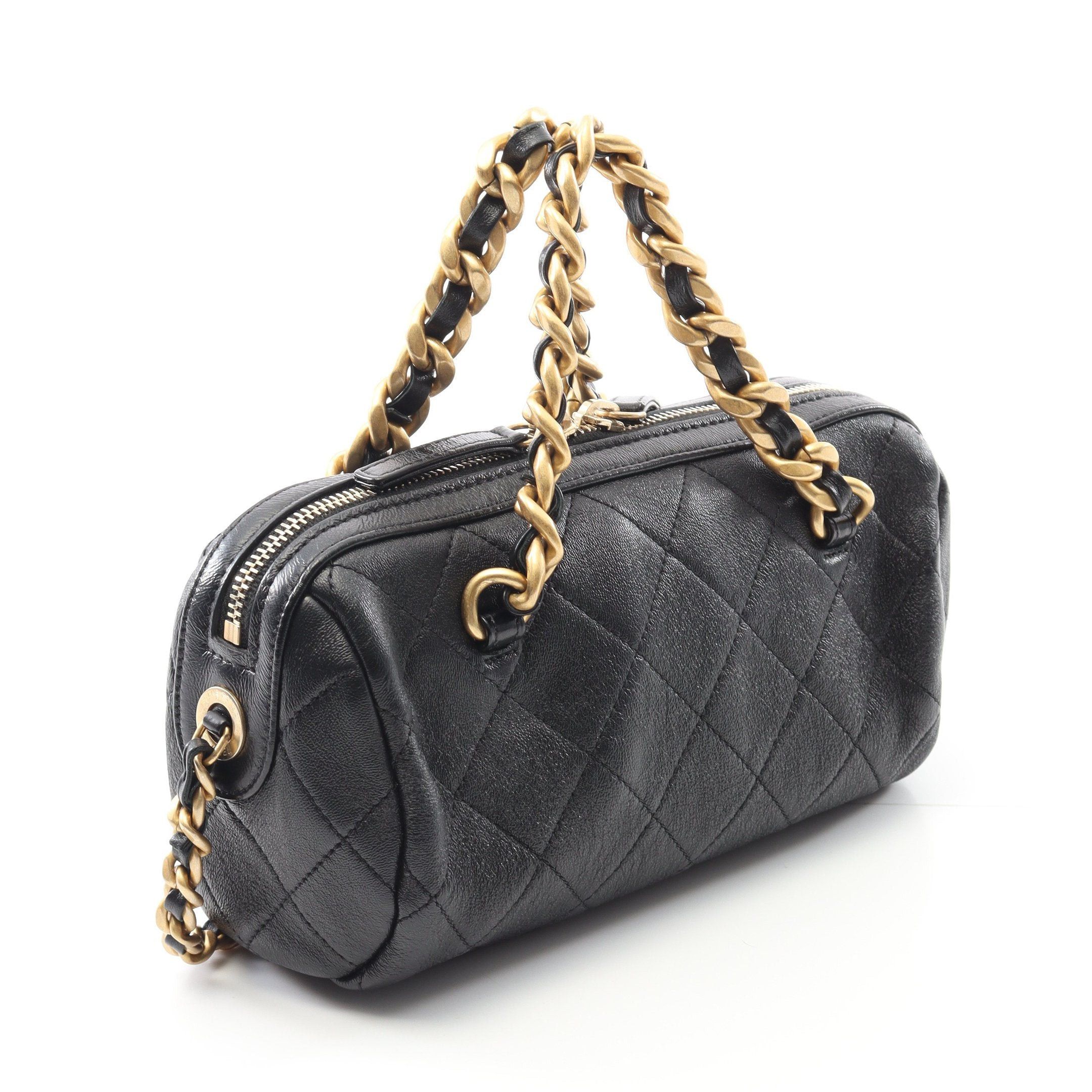 Chanel Chanel Matelasse Bowling Bag Chain Shoulder Leather Black Gold Hardware Size ONE SIZE - 2 Thumbnail