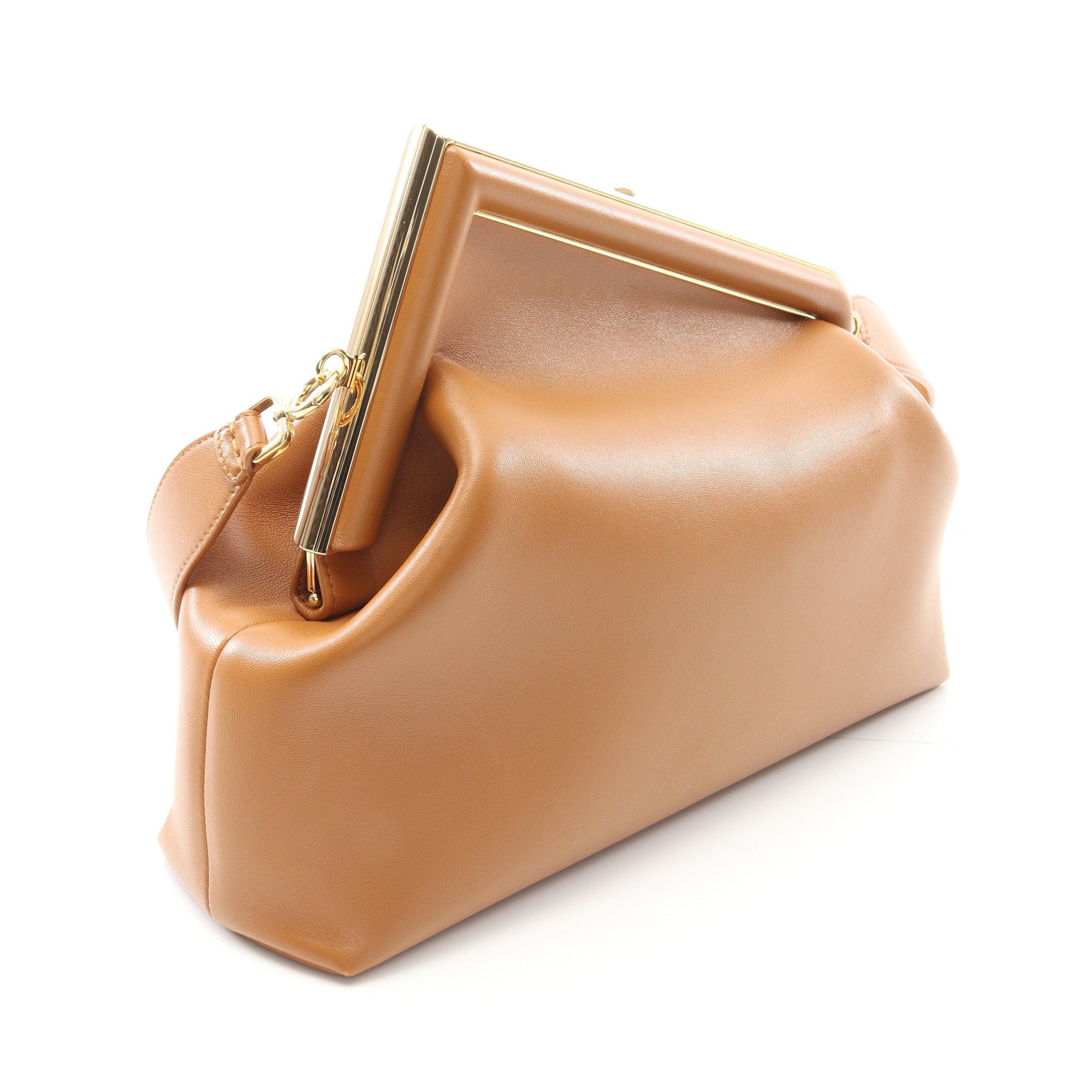 Fendi Fendi First Medium Clutch Bag Leather Light Brown Size ONE SIZE - 2 Thumbnail