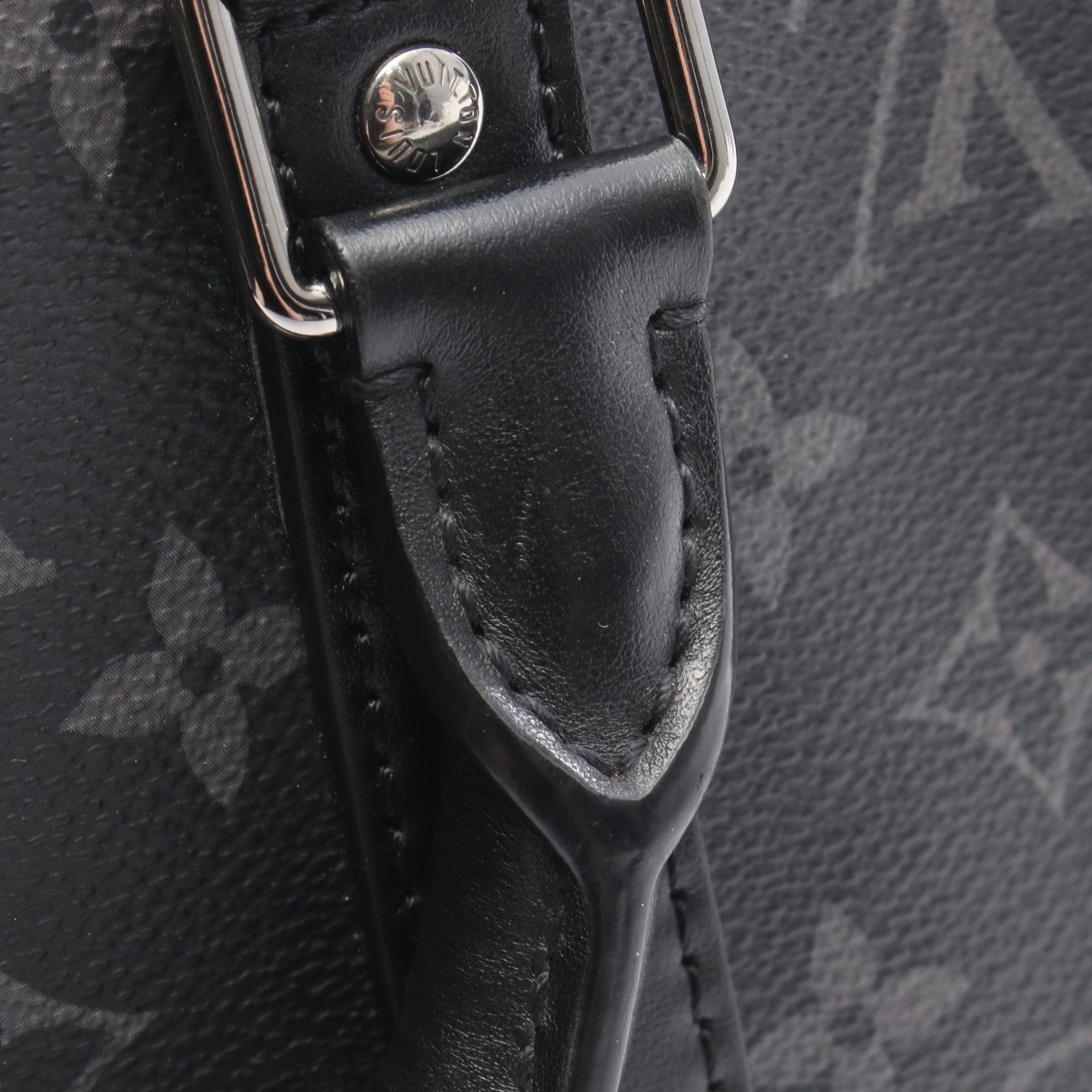 Louis Vuitton Louis Vuitton Keepall 25 Monogram Eclipse Handbag Leather Black Gray Size ONE SIZE - 8 Thumbnail