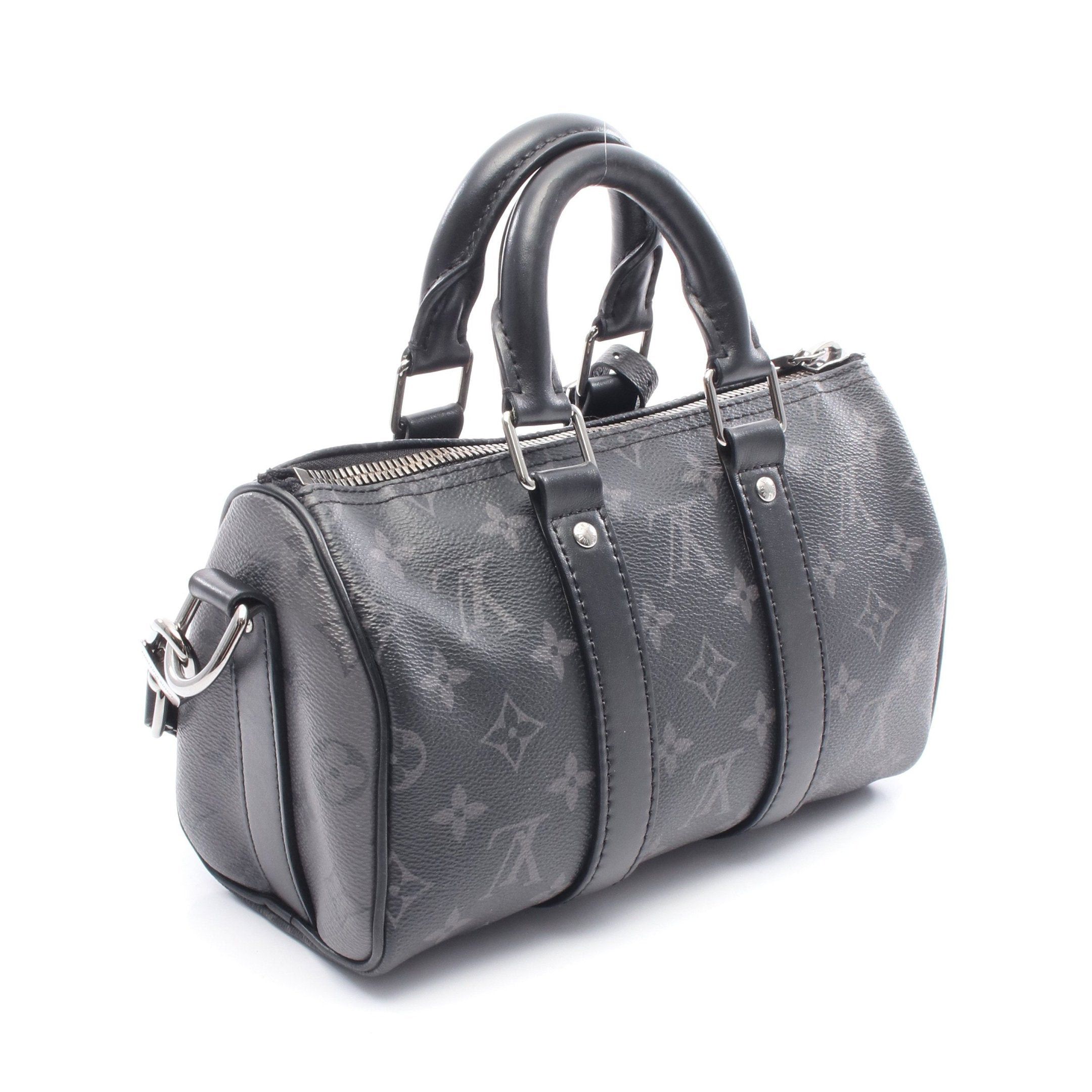 Louis Vuitton Louis Vuitton Keepall 25 Monogram Eclipse Handbag Leather Black Gray Size ONE SIZE - 2 Thumbnail
