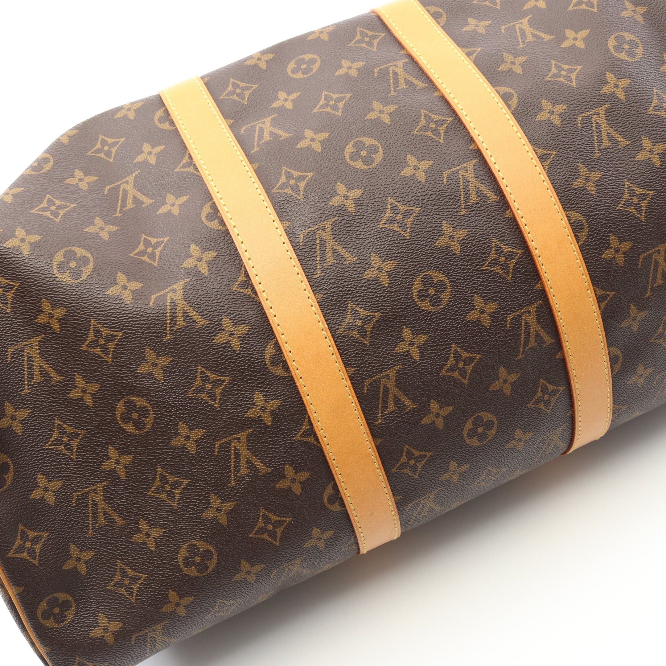 Louis Vuitton Louis Vuitton Keepall 50 Monogram Boston Bag Leather Brown Size ONE SIZE - 6 Thumbnail