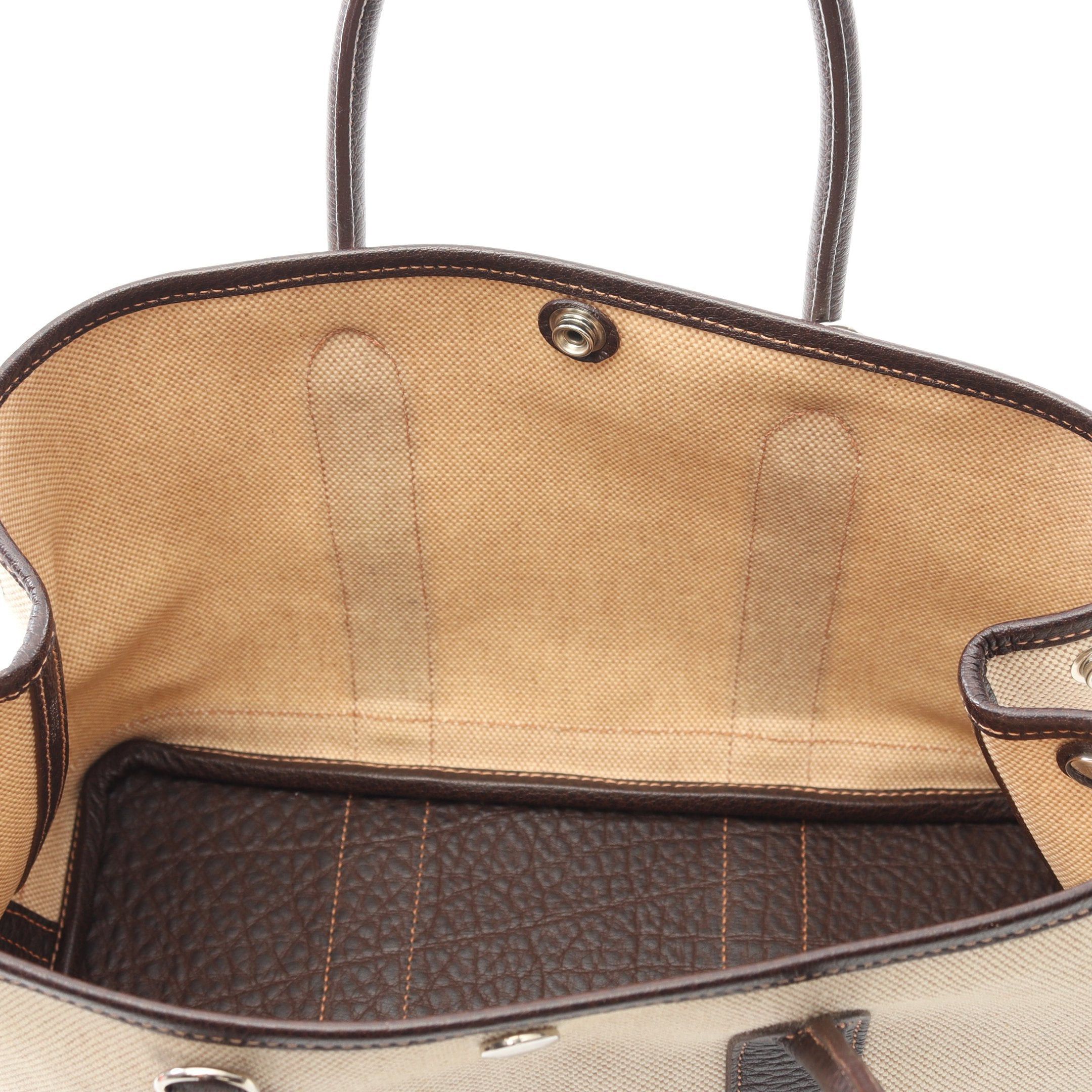 Hermes Hermes Garden Party Tpm Marron Handbag Tote Bag Toile Ash Negonda Leather Beige Dark Brown Silver Hardware □I Stamp (Manufactured Around 2005) Size ONE SIZE - 6 Thumbnail