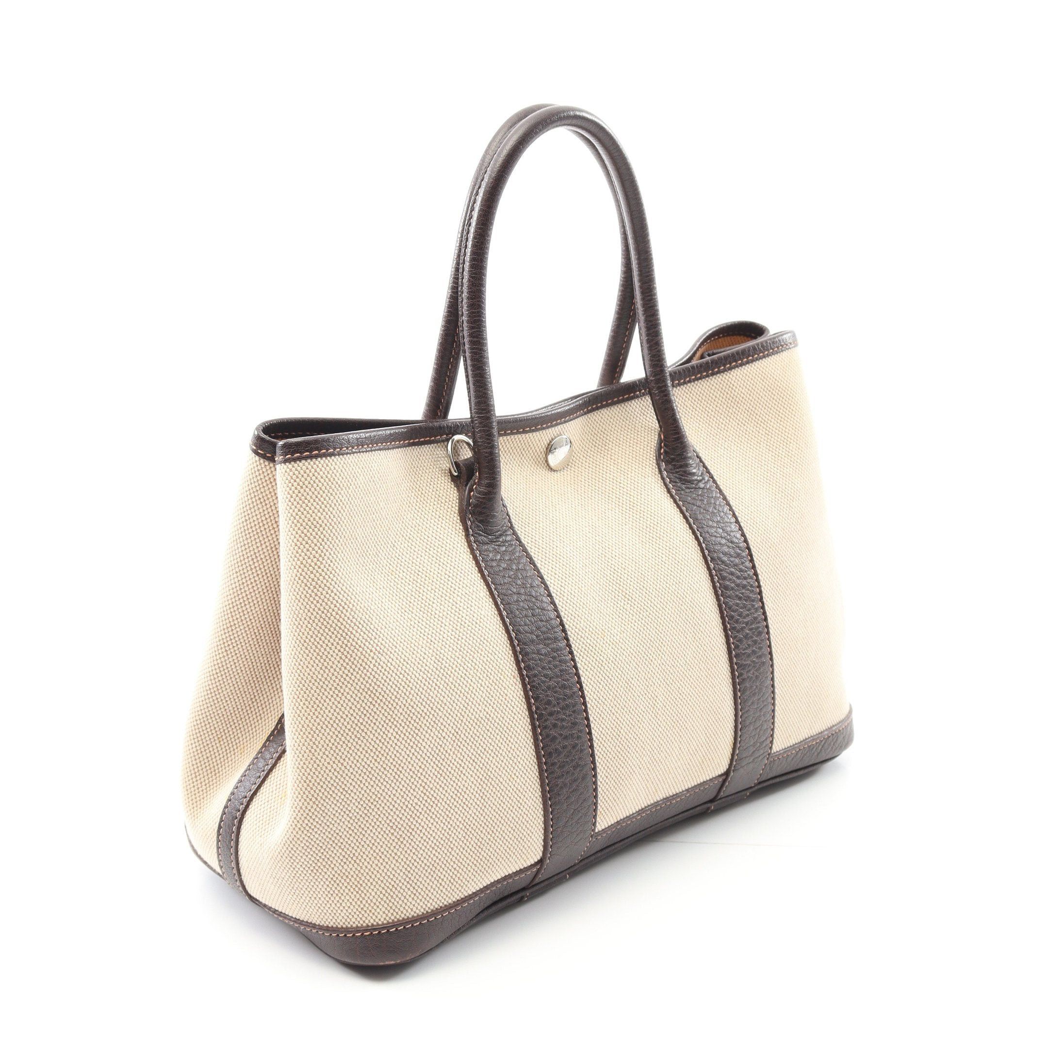 Hermes Hermes Garden Party Tpm Marron Handbag Tote Bag Toile Ash Negonda Leather Beige Dark Brown Silver Hardware □I Stamp (Manufactured Around 2005) Size ONE SIZE - 2 Thumbnail