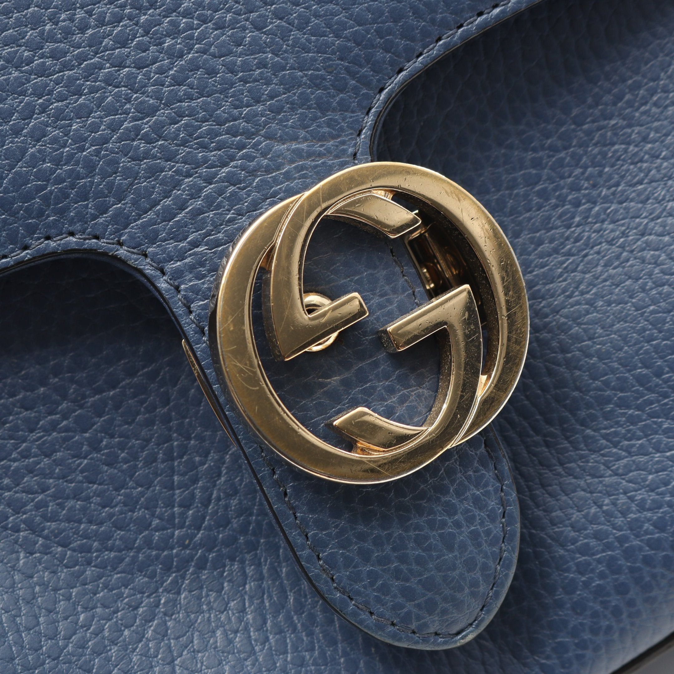 Gucci Gucci Interlocking G Handbag Leather Blue Size ONE SIZE - 7 Thumbnail