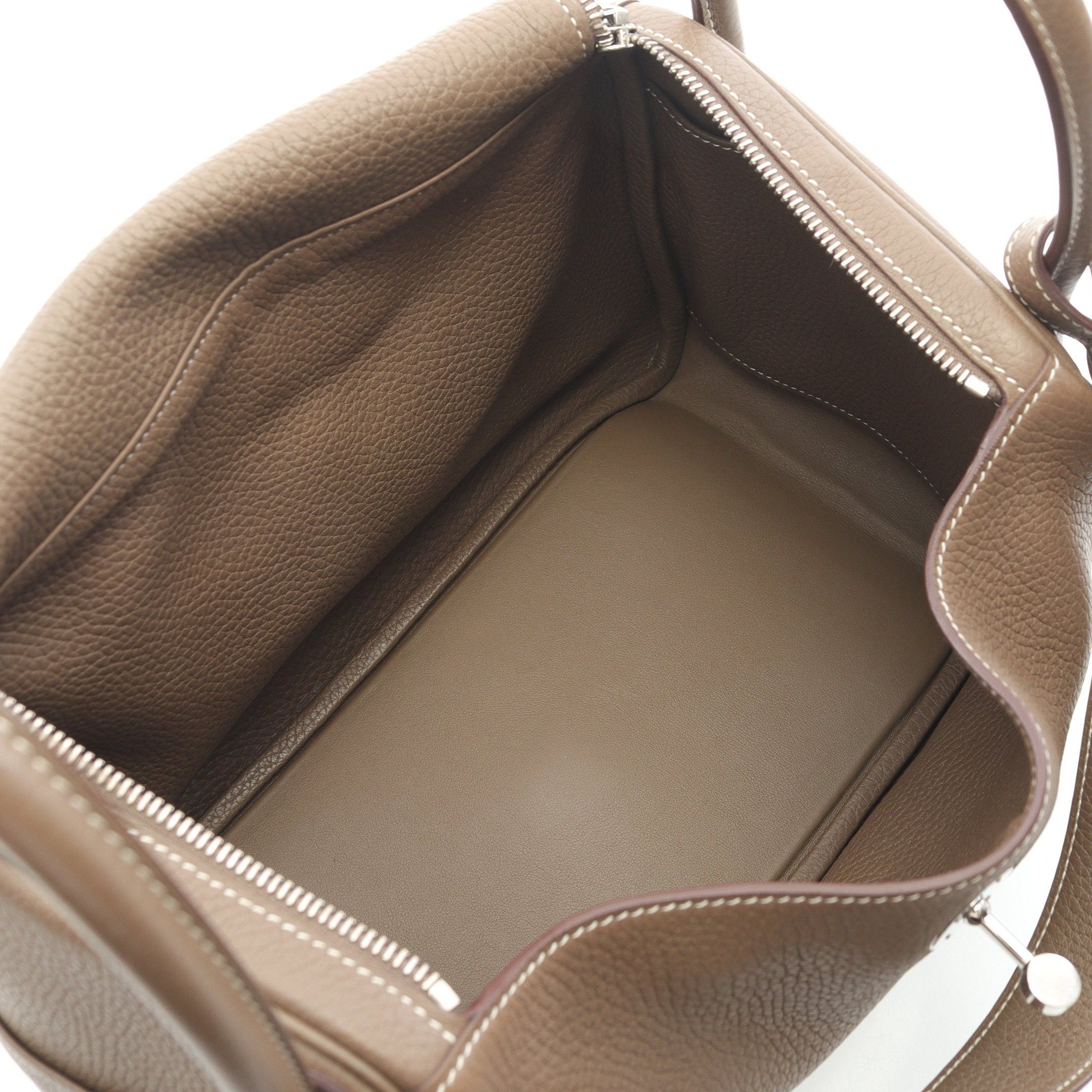 Hermes Hermes Lindy 30 Etoupe Shoulder Bag Clemence Leather Gray Brown Silver Hardware C Engraved Size ONE SIZE - 3 Thumbnail