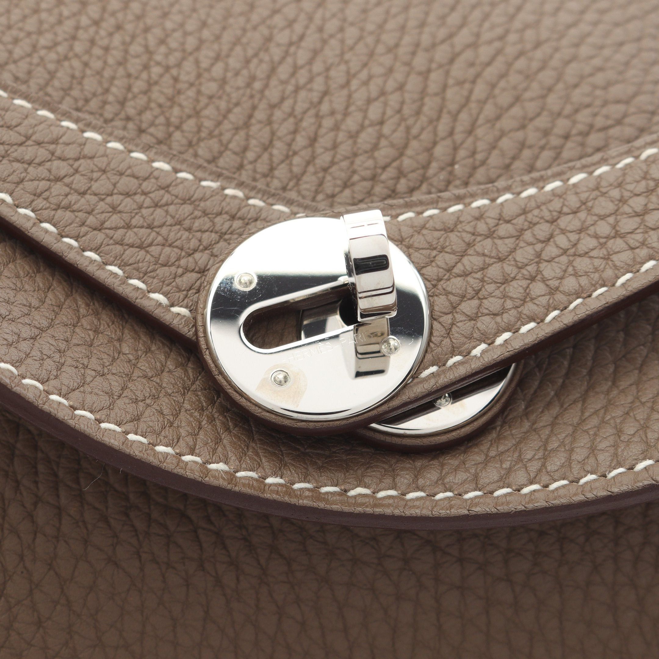 Hermes Hermes Lindy 30 Etoupe Shoulder Bag Clemence Leather Gray Brown Silver Hardware C Engraved Size ONE SIZE - 8 Thumbnail