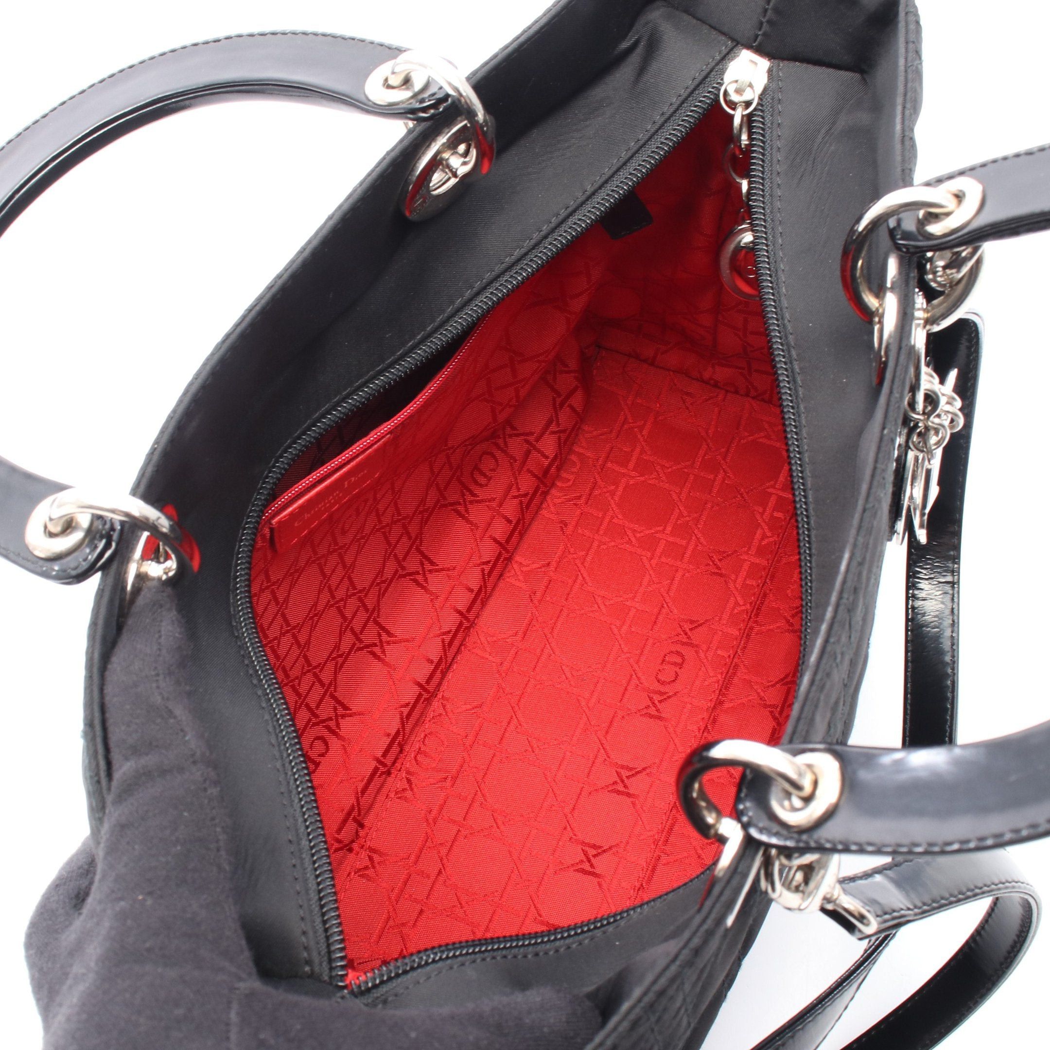 Dior Dior Lady Dior Large Handbag Canvas Leather Black Size ONE SIZE - 3 Thumbnail