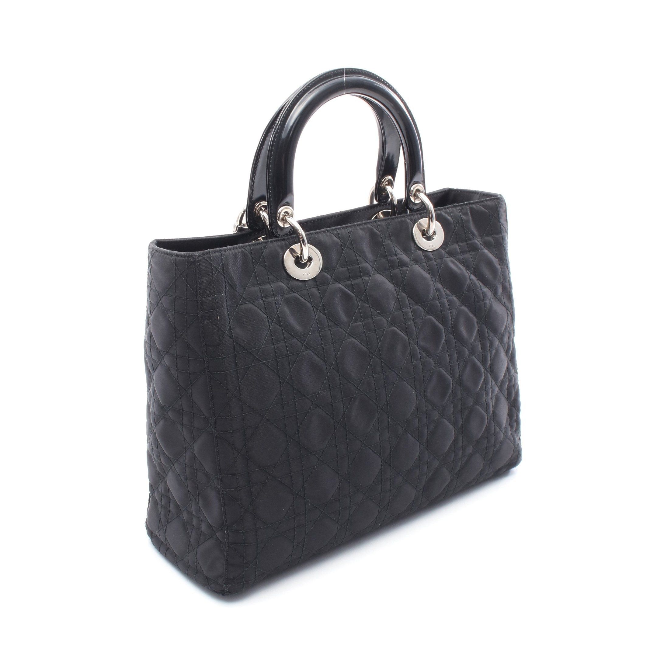 Dior Dior Lady Dior Large Handbag Canvas Leather Black Size ONE SIZE - 2 Thumbnail