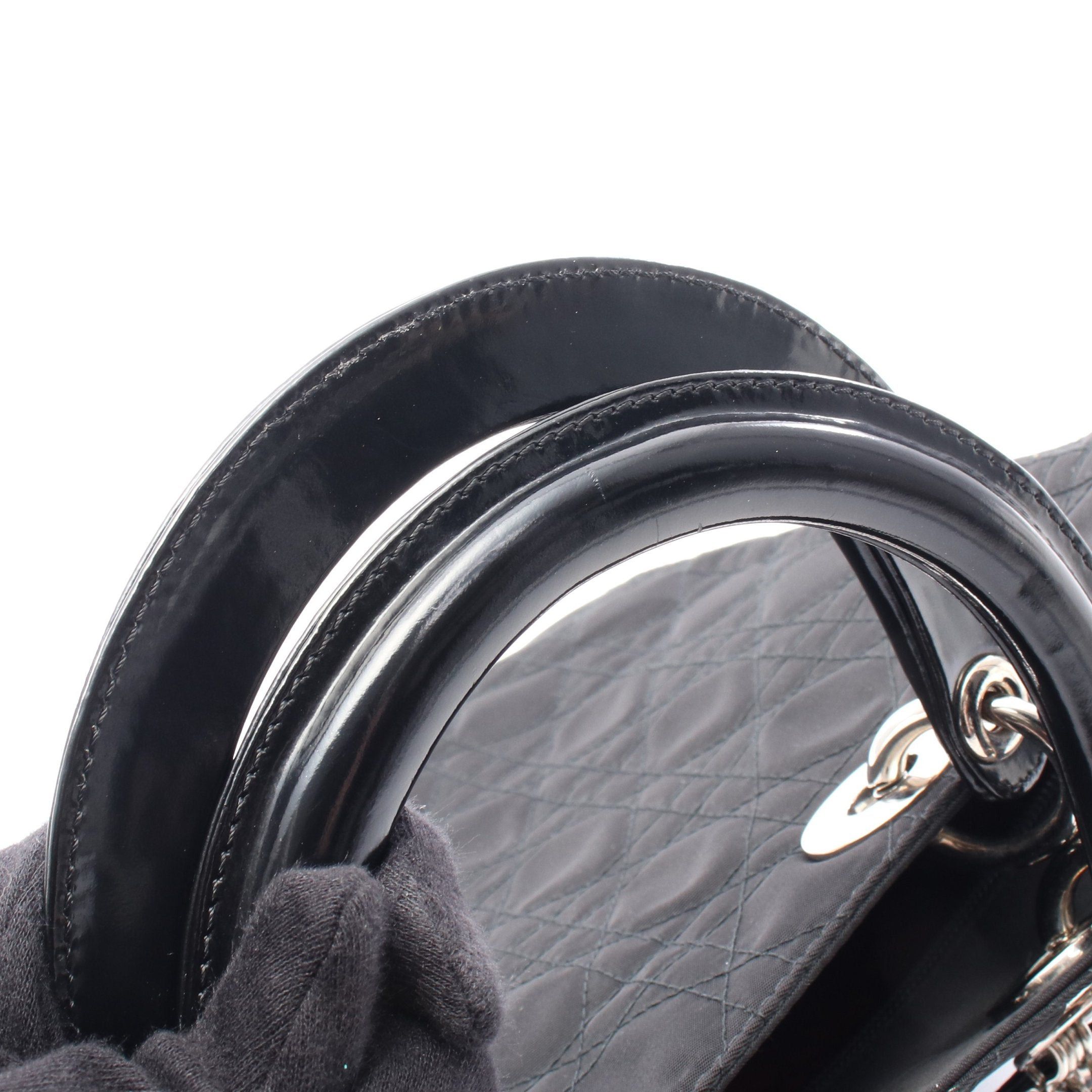 Dior Dior Lady Dior Large Handbag Canvas Leather Black Size ONE SIZE - 5 Thumbnail
