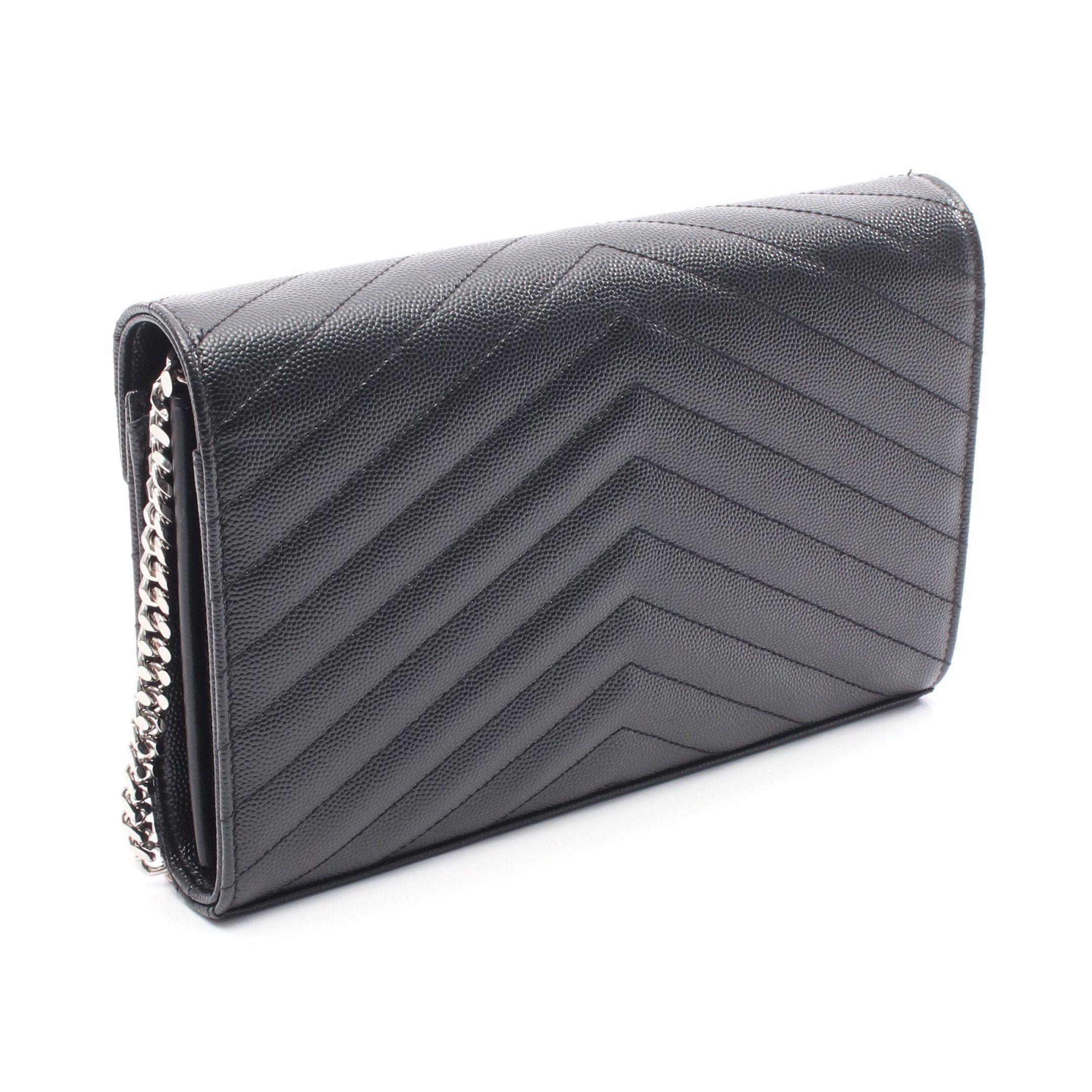 Yves Saint Laurent Yves Saint Laurent Cassandra Classic Chain Wallet Leather Black Size ONE SIZE - 2 Thumbnail