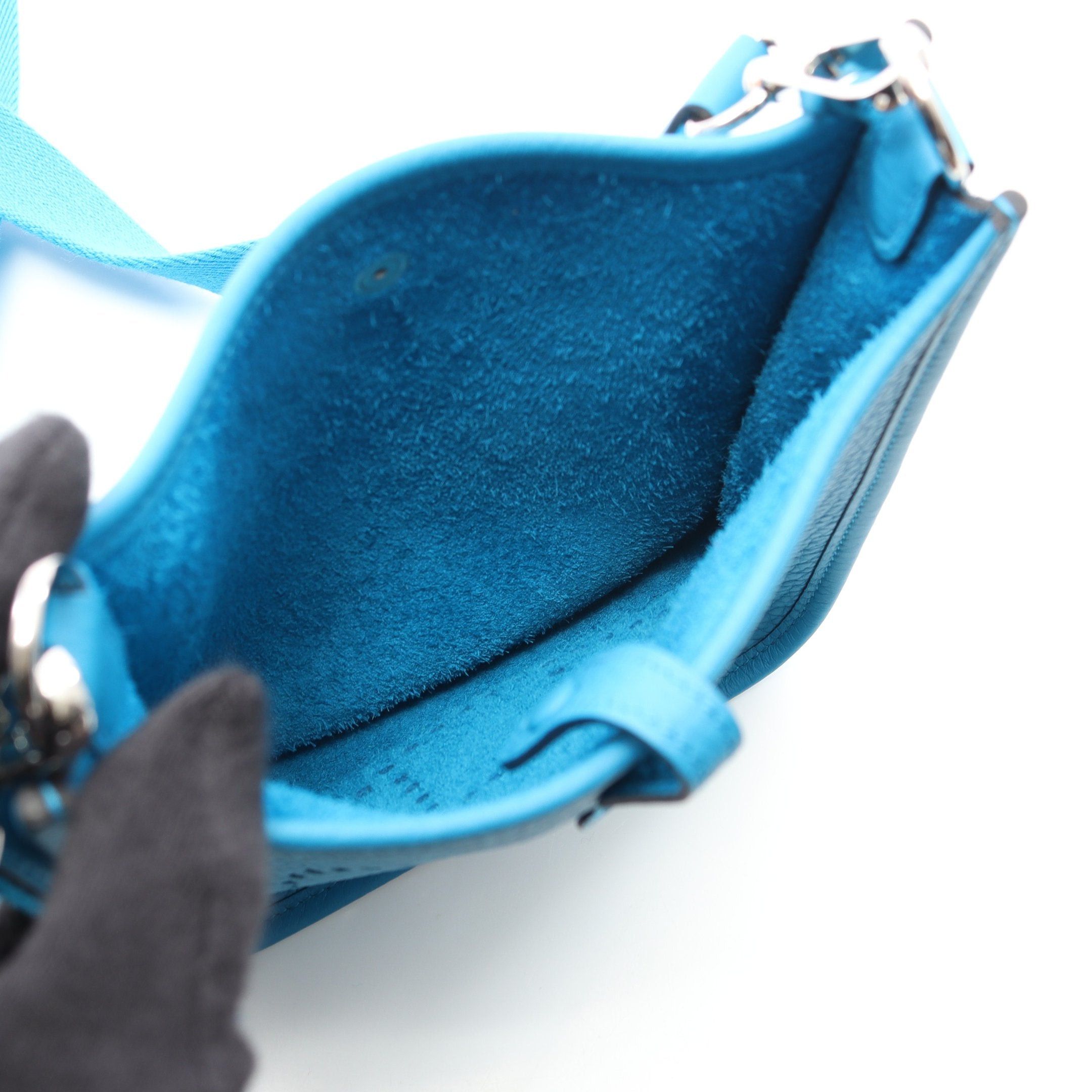 Hermes Hermes Evelyn Tpm Amazon Blue Frida Shoulder Bag Clemence Leather Light Silver Hardware Y Stamp Size ONE SIZE - 3 Thumbnail