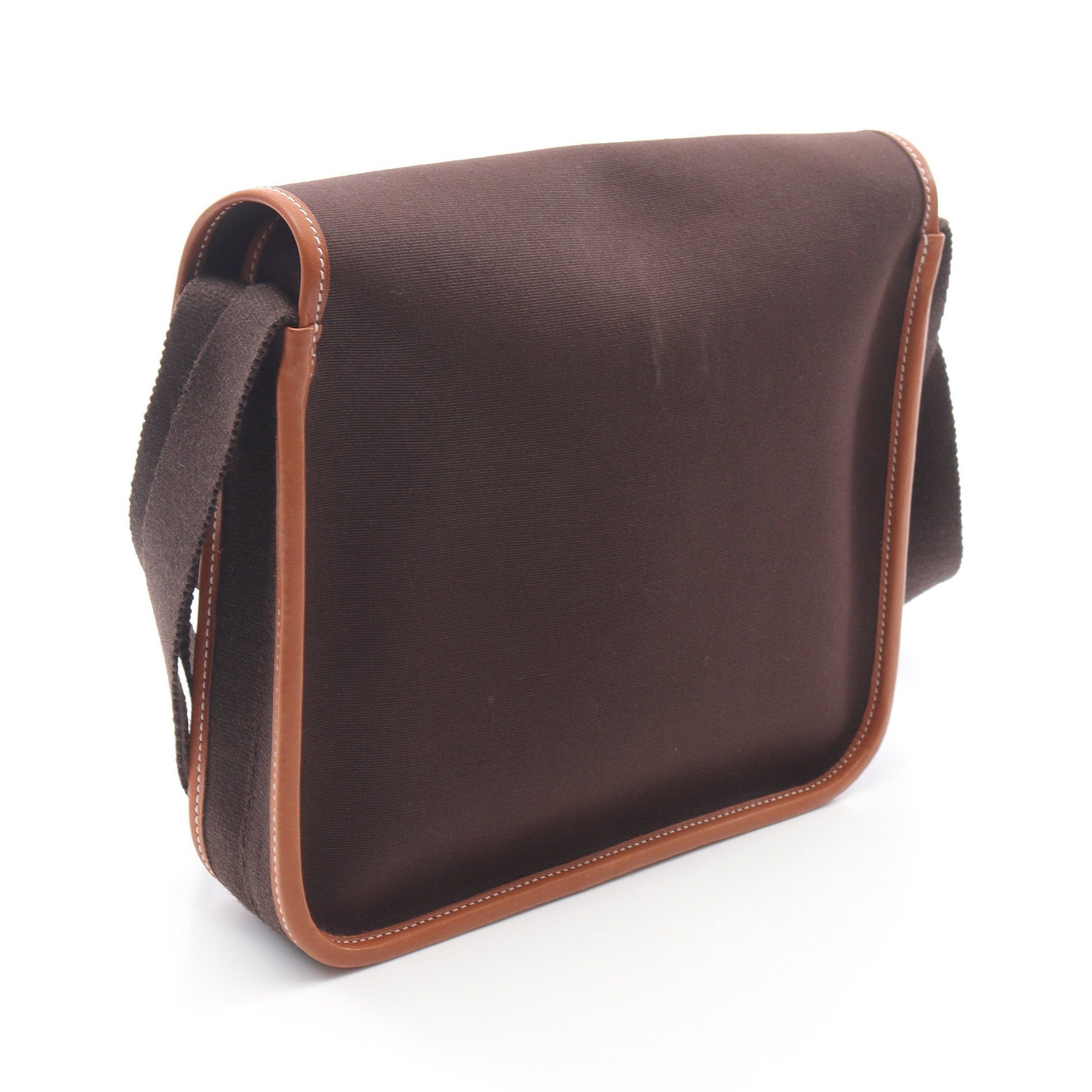 Hermes Hermes Buenaventura Pm Forbe Shoulder Bag Toile Officier Veau Barenia Dark Brown Silver Hardware Size ONE SIZE - 2 Thumbnail