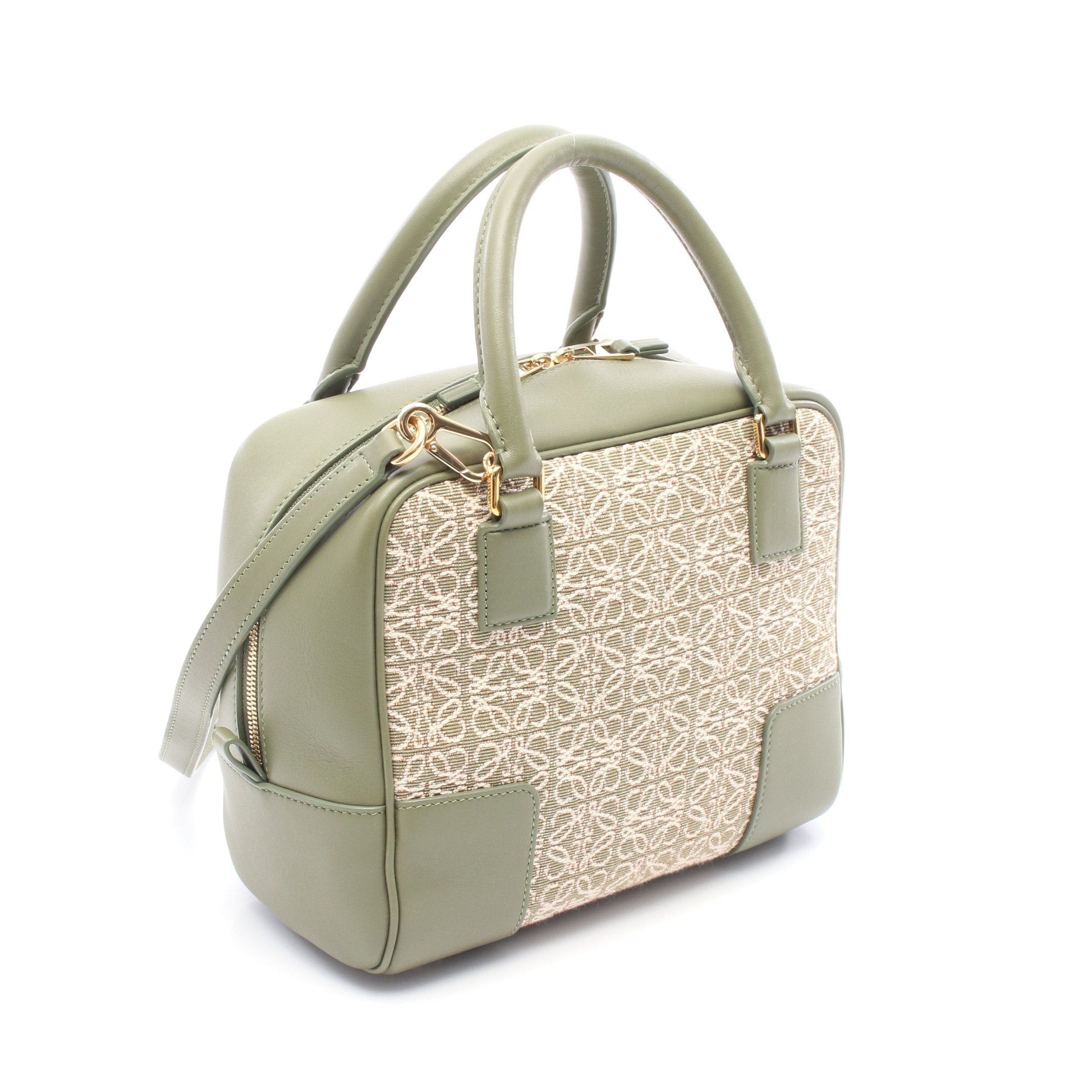 Loewe Loewe Amazona19 Handbag Canvas Leather Khaki Green Beige Size ONE SIZE - 2 Thumbnail