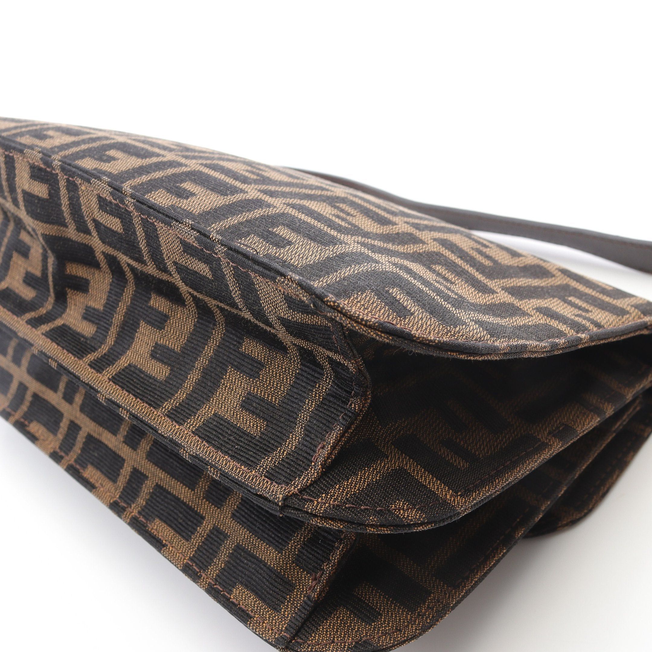 Fendi Fendi Mamma Bucket Zucca One Shoulder Bag Canvas Leather Brown Dark Size ONE SIZE - 7 Thumbnail