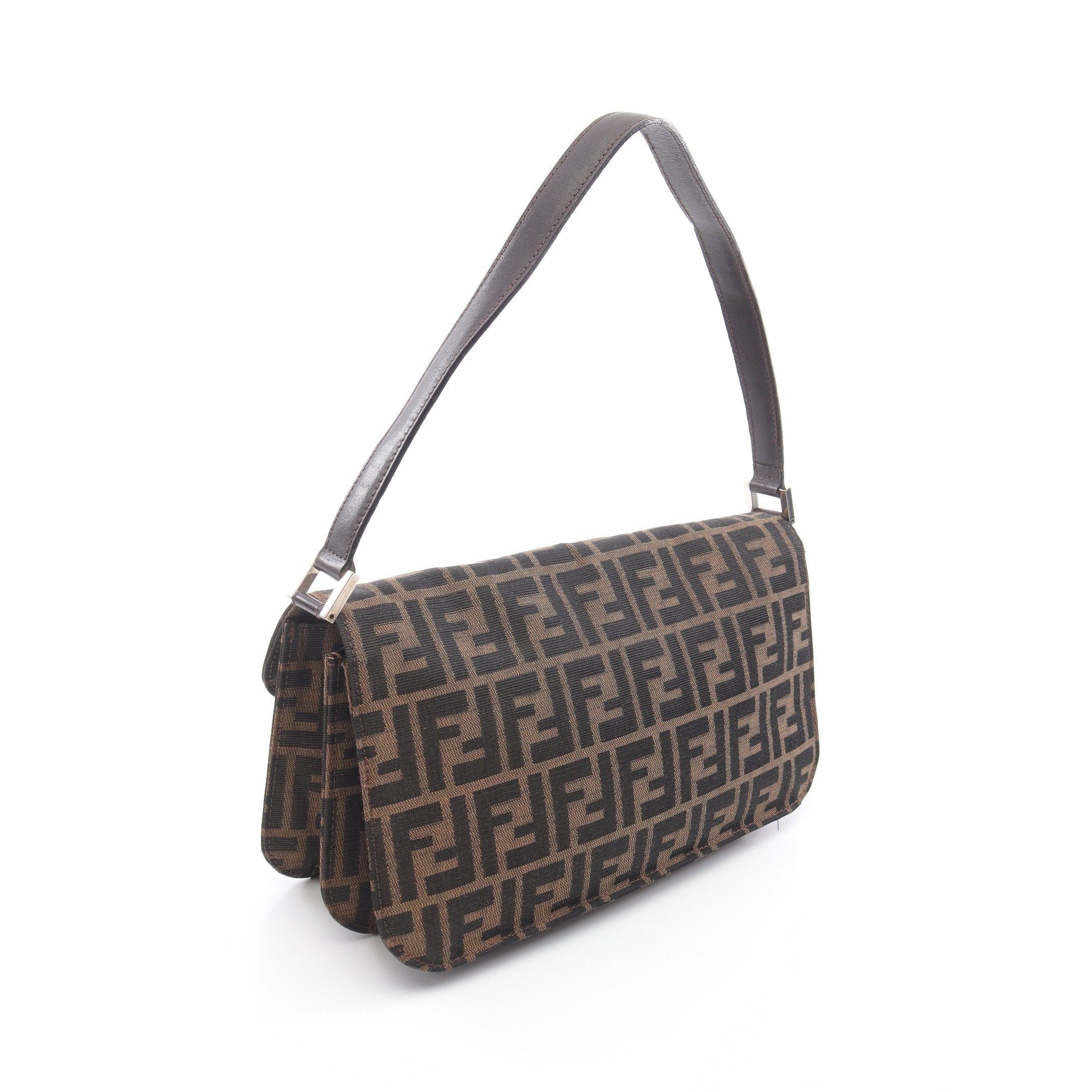 Fendi Fendi Mamma Bucket Zucca One Shoulder Bag Canvas Leather Brown Dark Size ONE SIZE - 2 Thumbnail