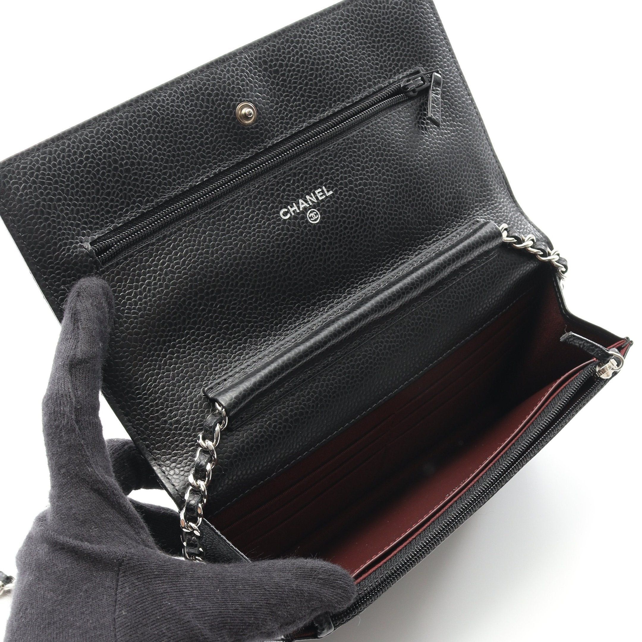 Chanel Chanel Matelasse Chain Wallet Caviar Skin Black Silver Hardware Size ONE SIZE - 3 Thumbnail