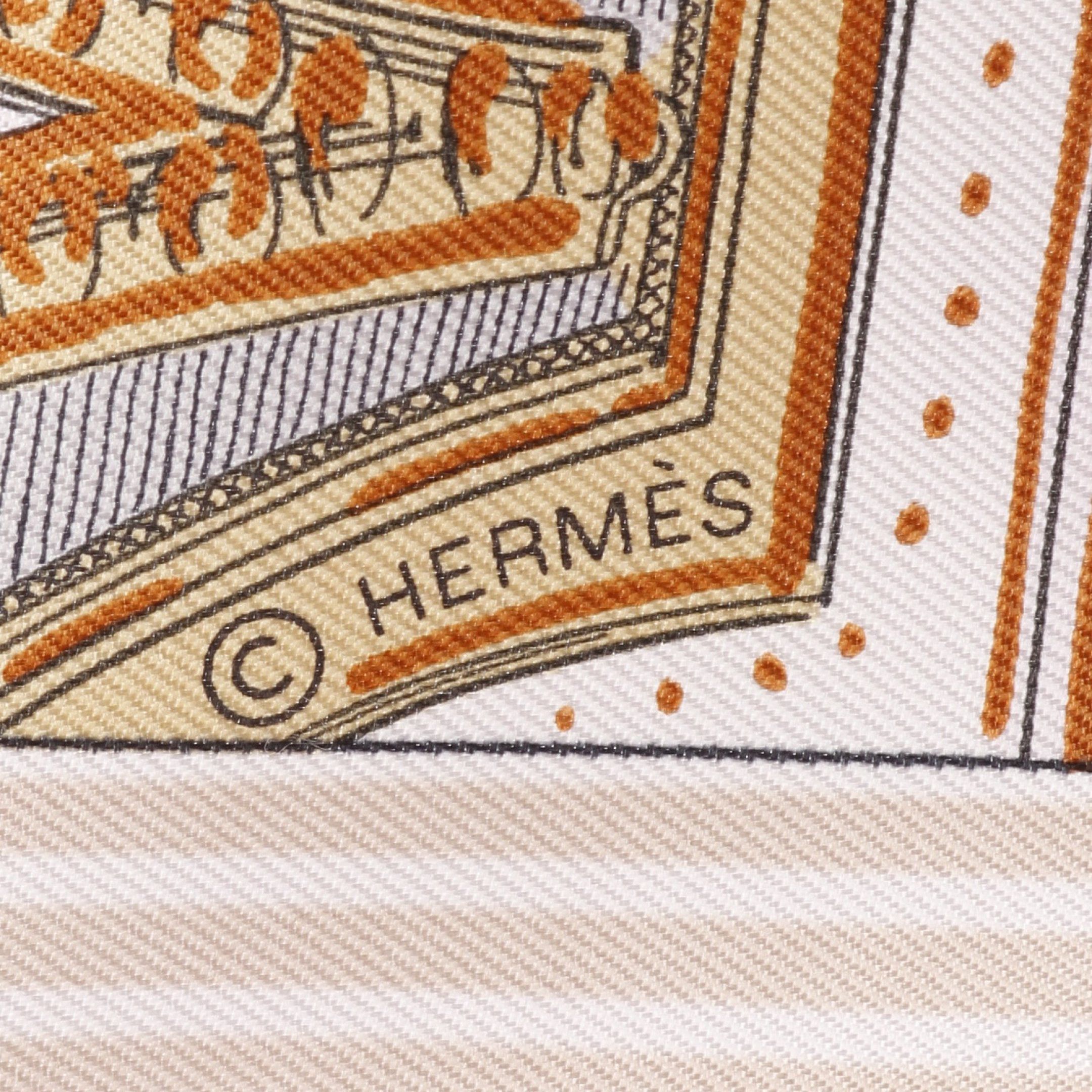Hermes Hermes Carres 90 Grand Theatre Nouveau Scarf Silk Pink Gray Brown Multicolor Size ONE SIZE - 2 Thumbnail