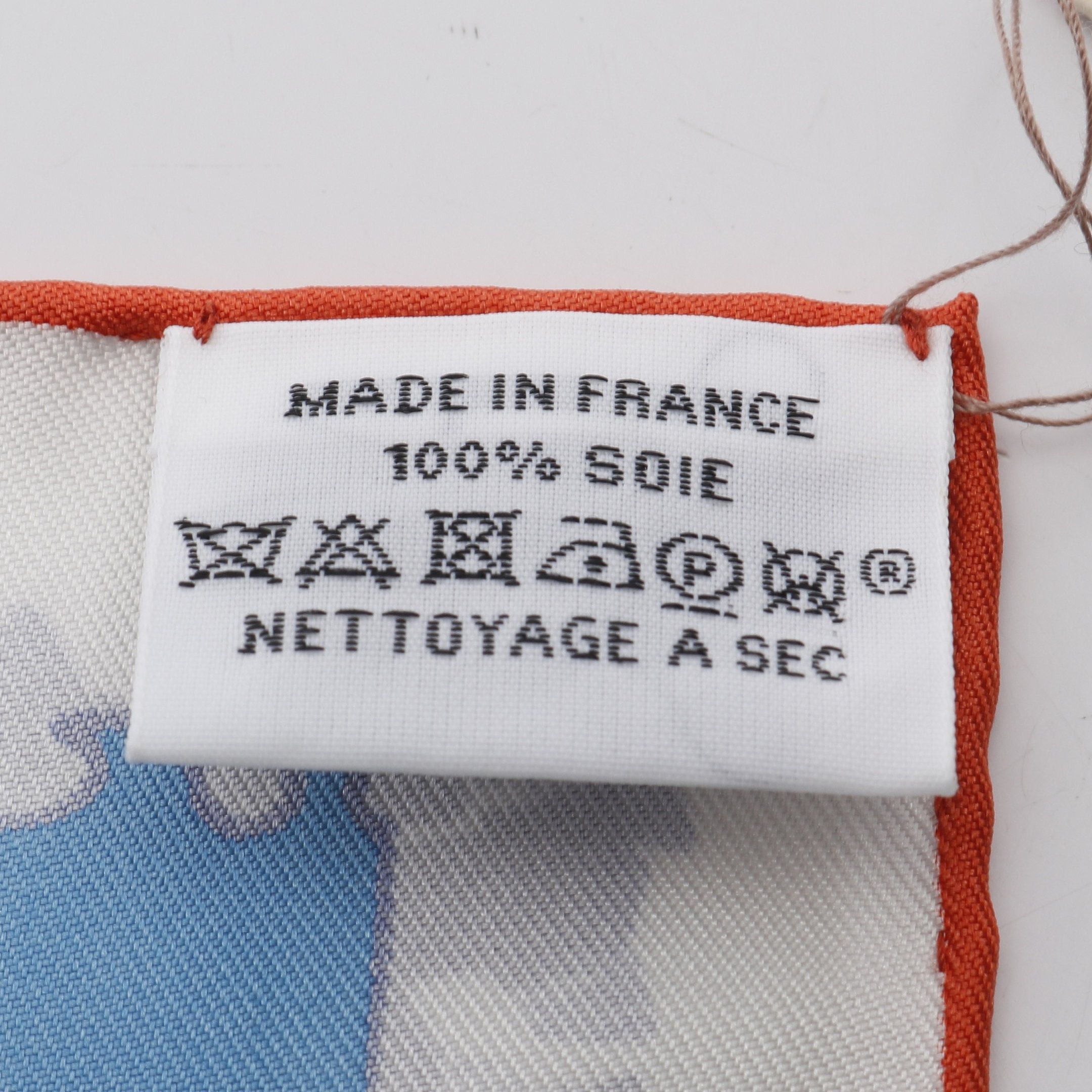 Hermes Hermes Carres 90 Chevaloscope Scarf Silk White Light Blue Multicolor Size ONE SIZE - 3 Thumbnail