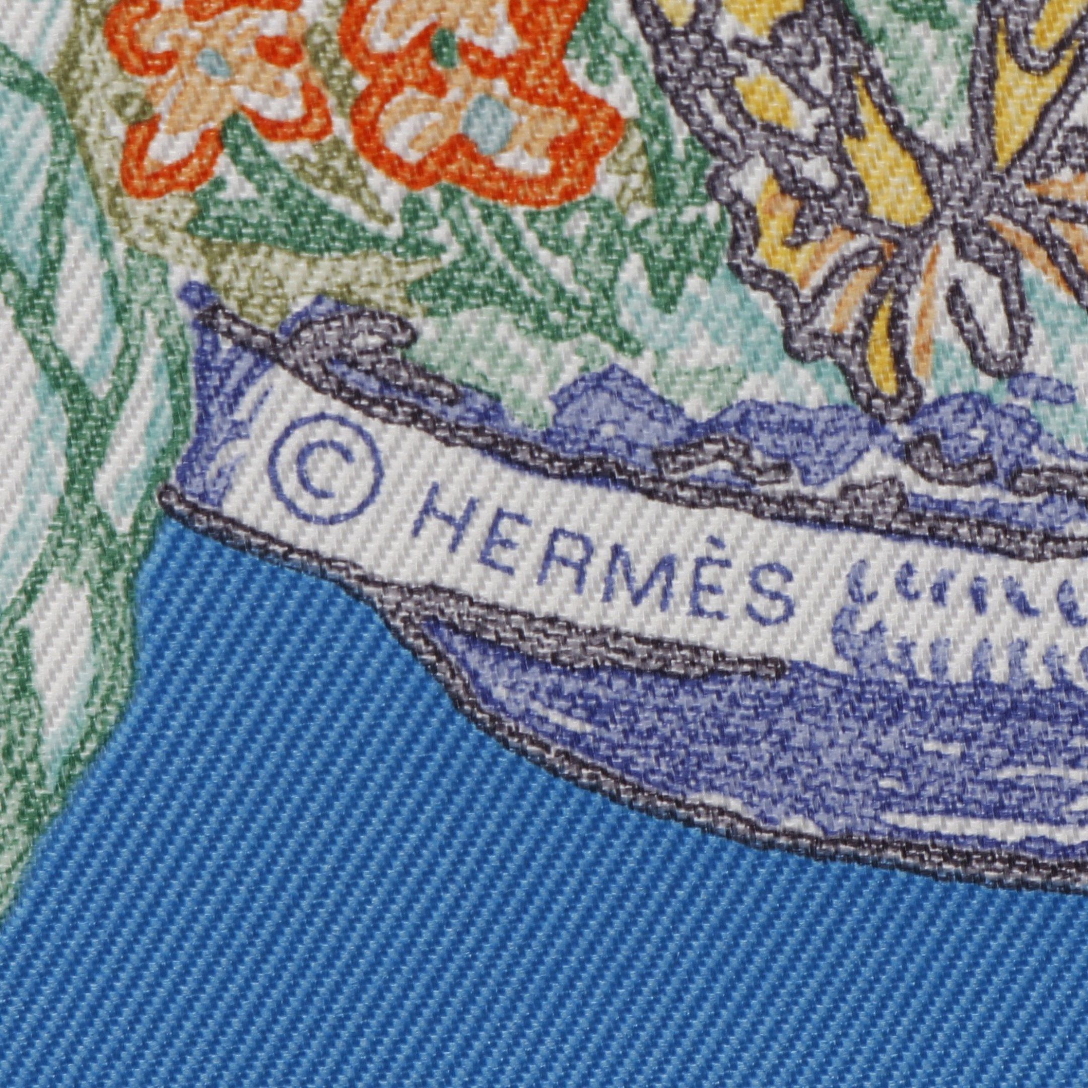 Hermes Hermes Carres 90 Chevaloscope Scarf Silk White Light Blue Multicolor Size ONE SIZE - 2 Thumbnail