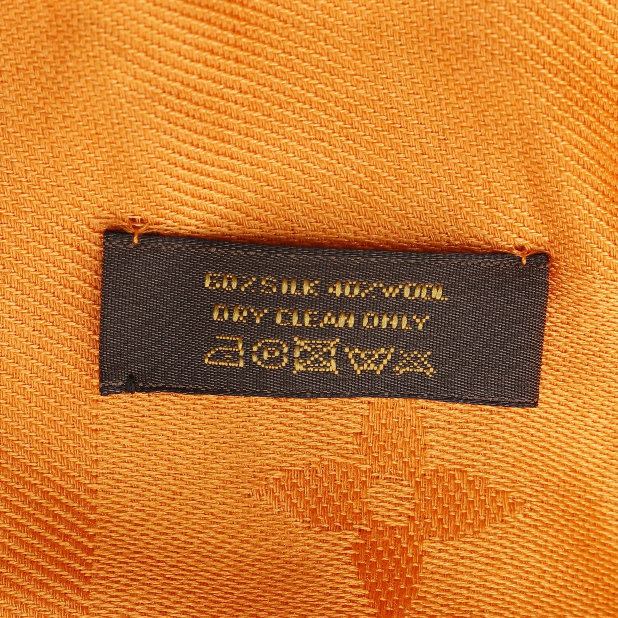 Louis Vuitton Louis Vuitton Shawl Monogram Silk Wool Orange Size ONE SIZE - 3 Thumbnail