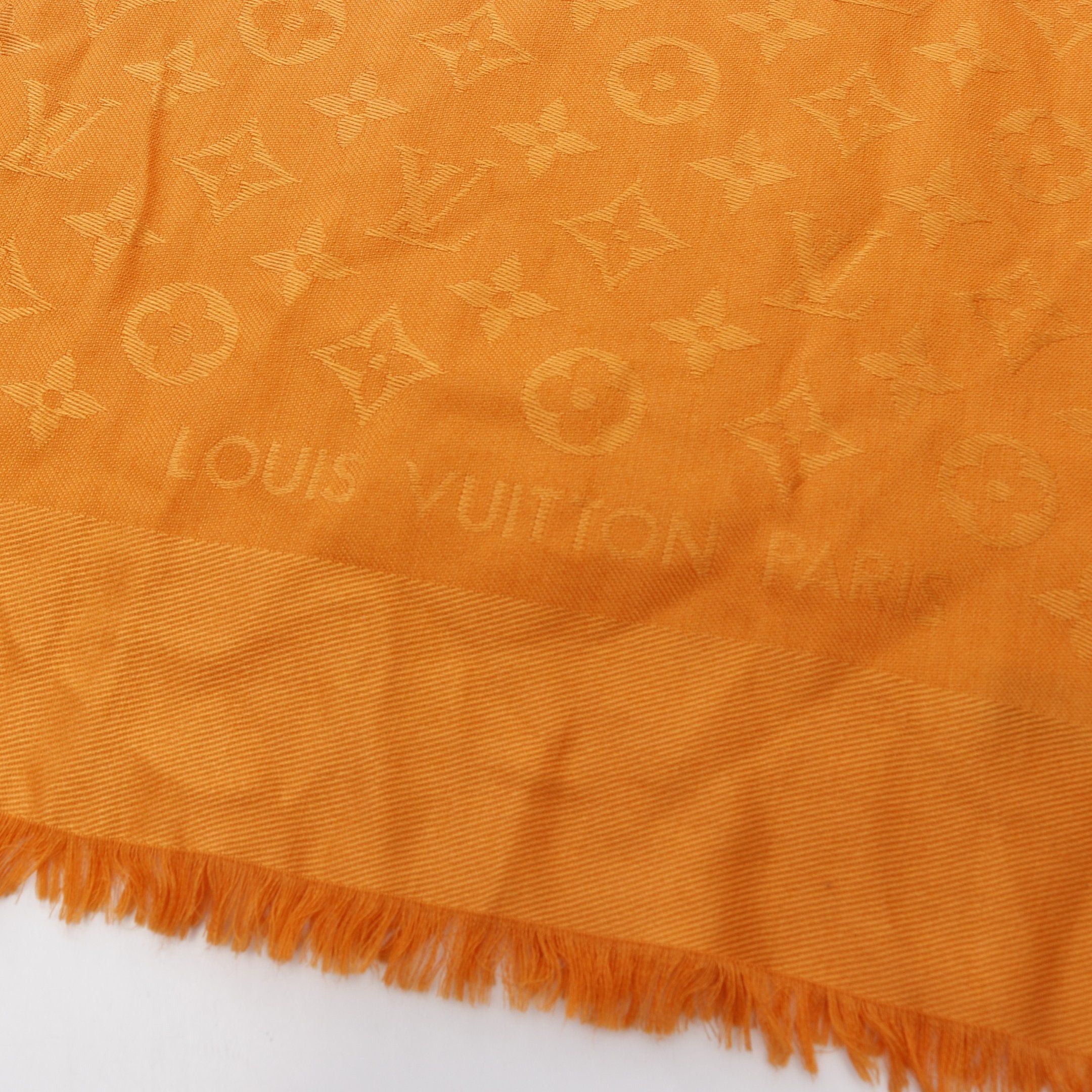 Louis Vuitton Louis Vuitton Shawl Monogram Silk Wool Orange Size ONE SIZE - 9 Thumbnail