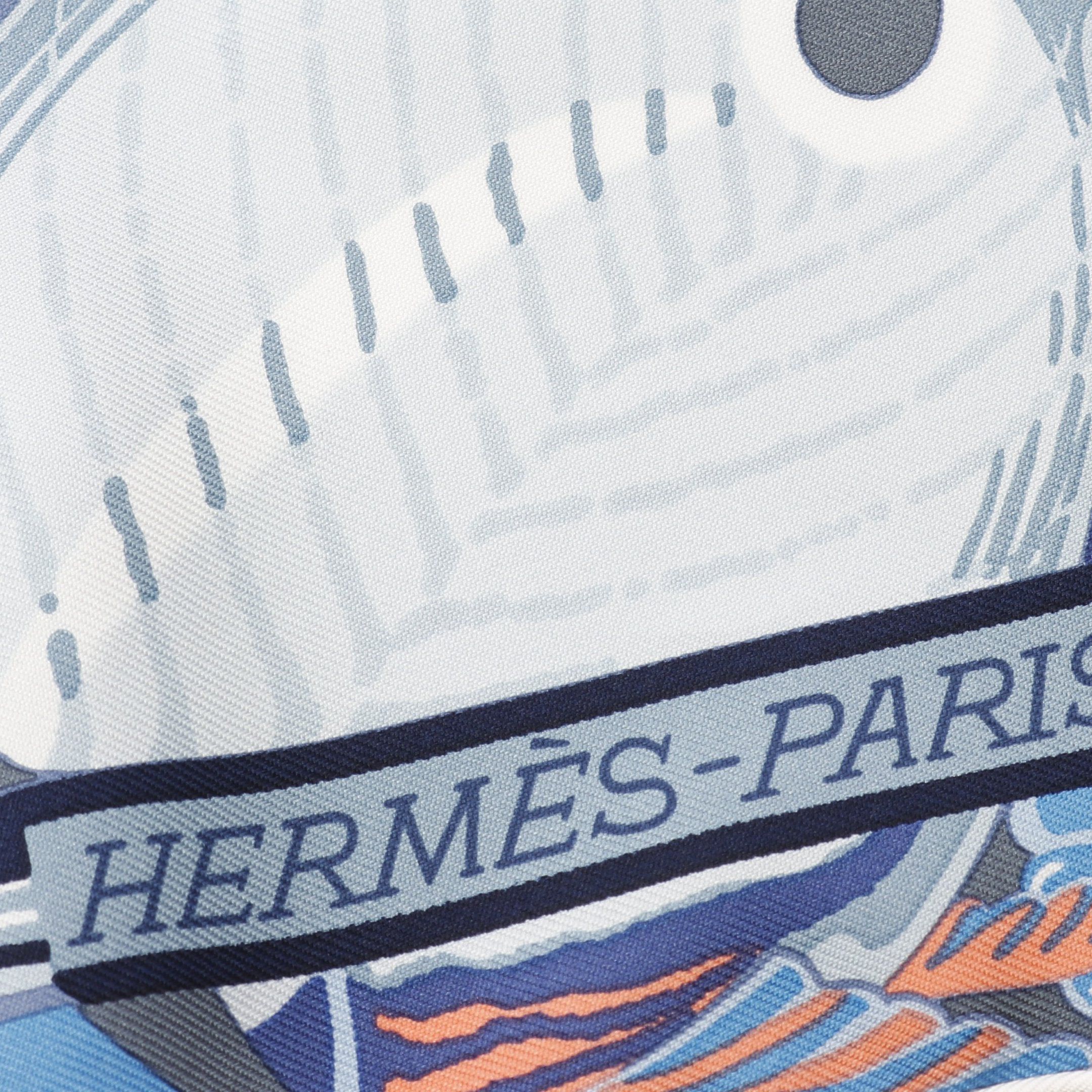 Hermes Hermes Carres 90 De La Mer Au Ciel Scarf Silk Blue Multicolor Size ONE SIZE - 4 Thumbnail